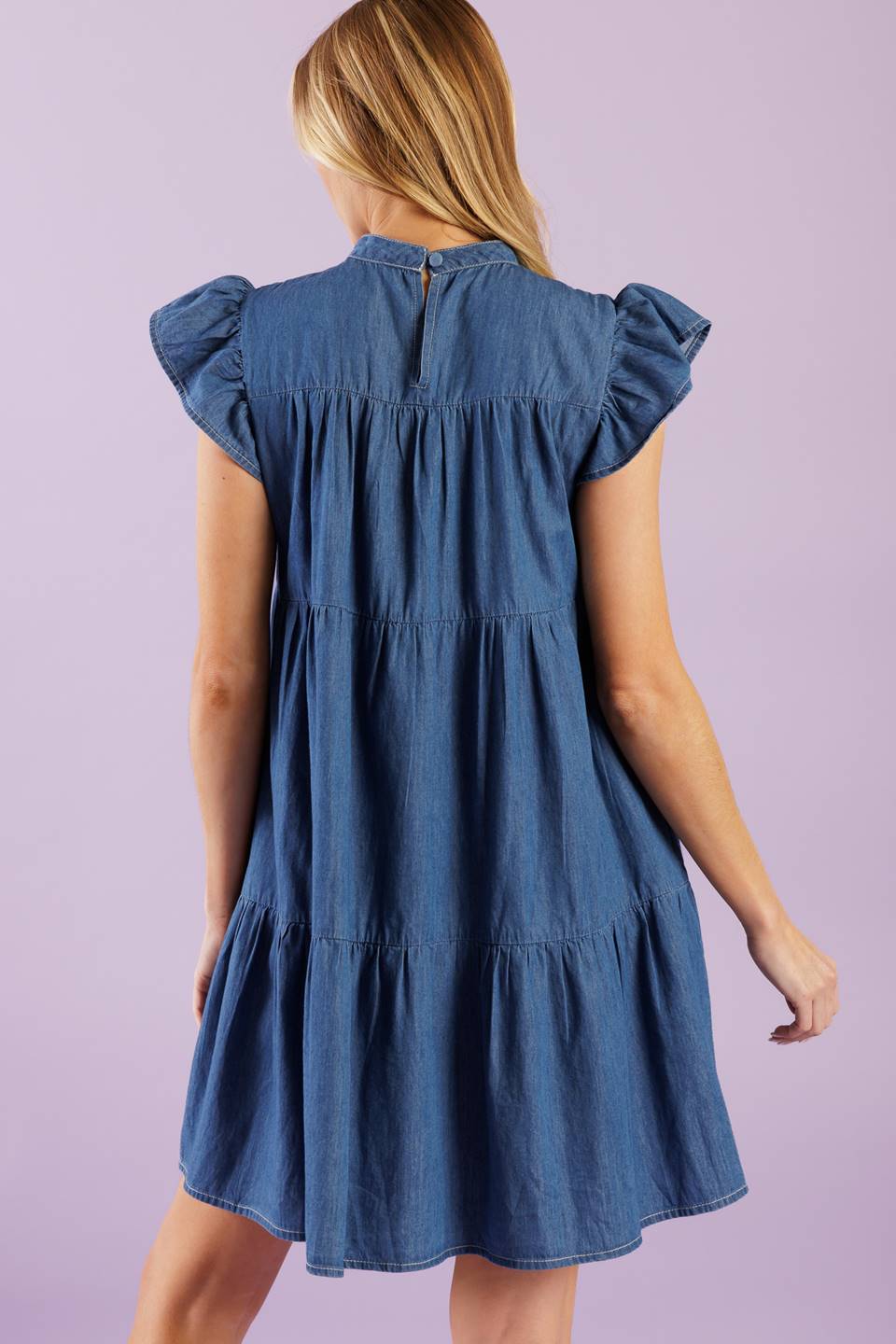 MATCH MY ENERGY GEWEBTES CHAMBRAY-MINIKLEID