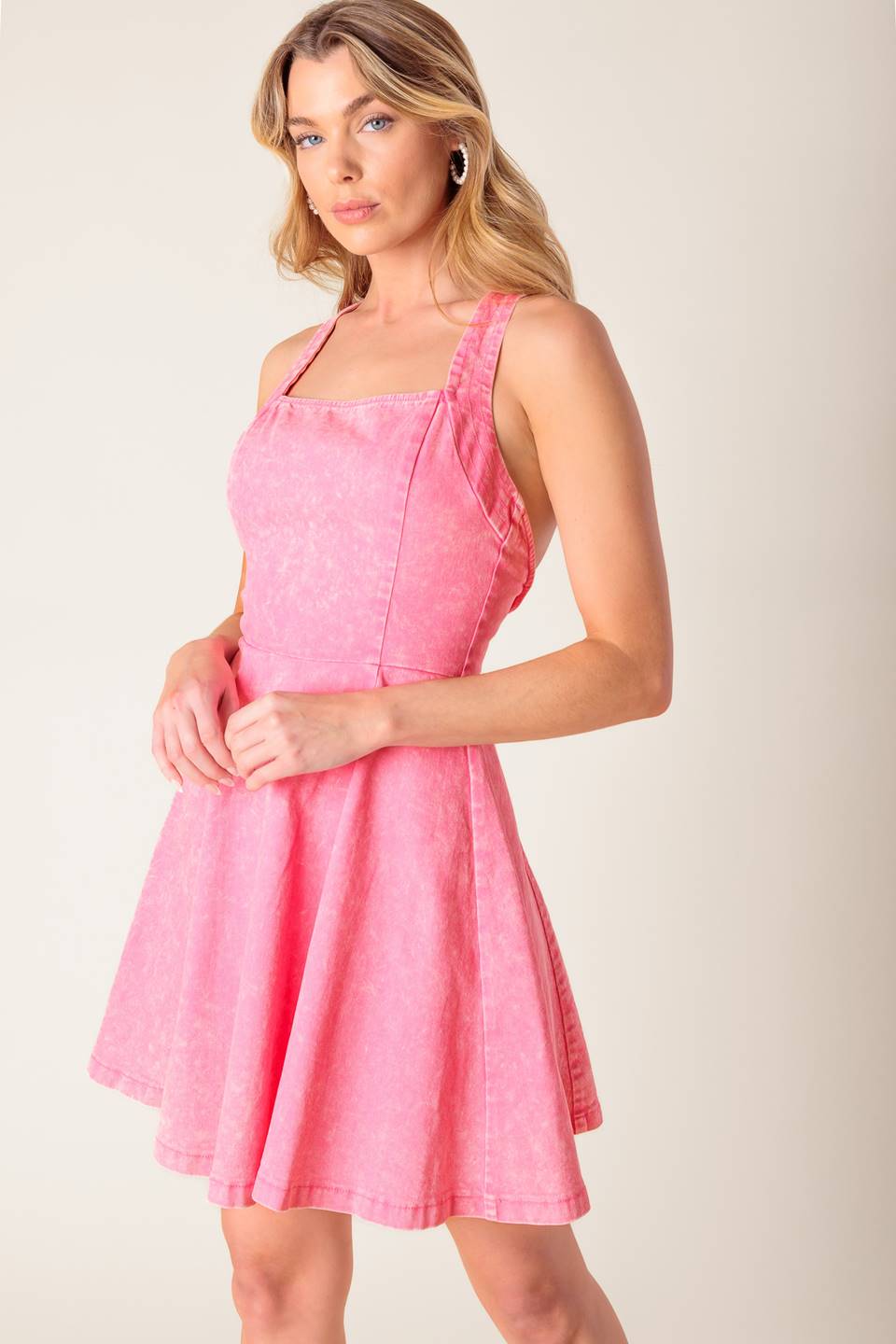 MINI-ROBE EN JEAN ROSE HIBISCUS