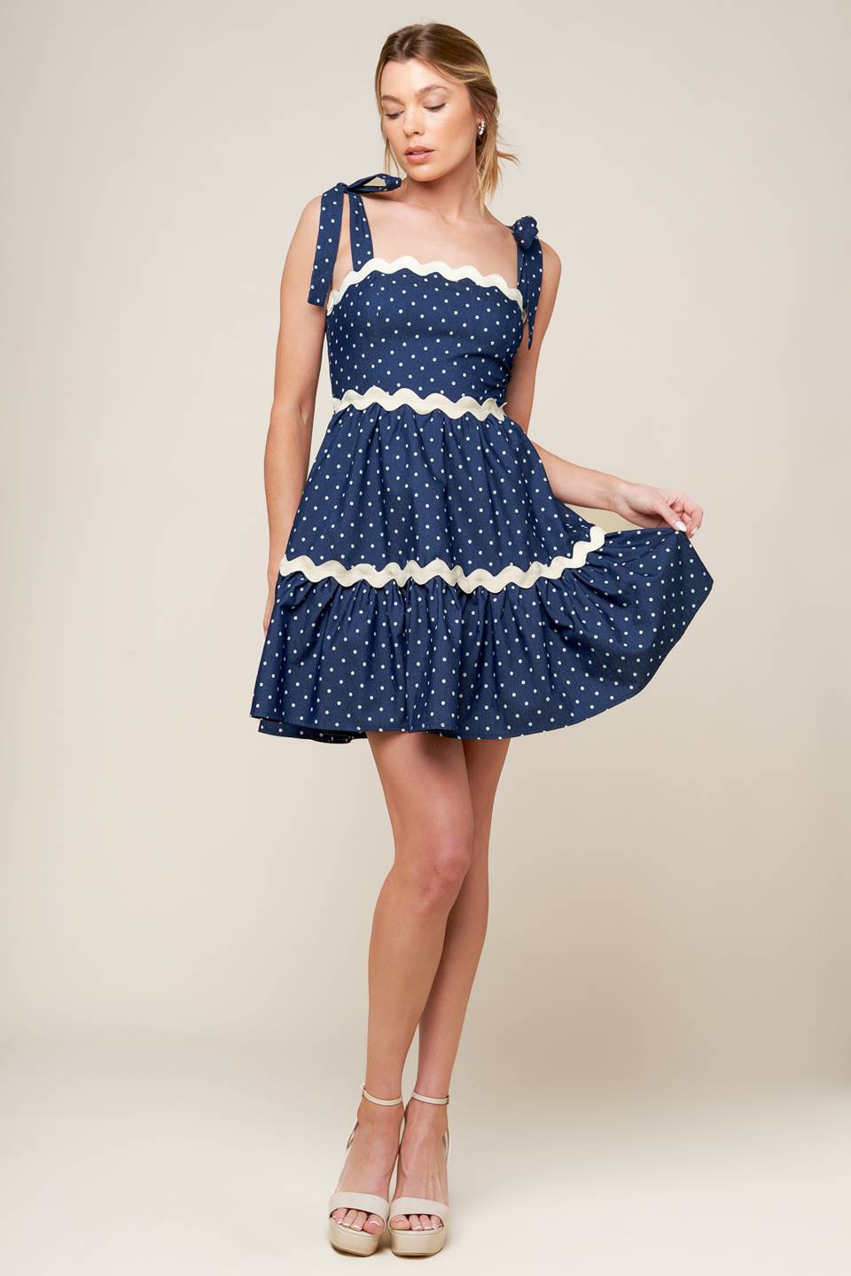 ROBE MINI À POIS DIVINEMENT - INDIGO