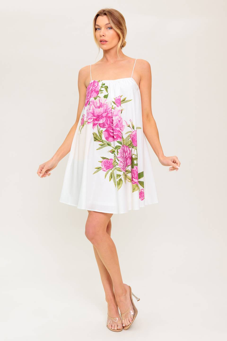 GARDEN WHISPERS – ROSA BLUMEN-SWING-KLEID