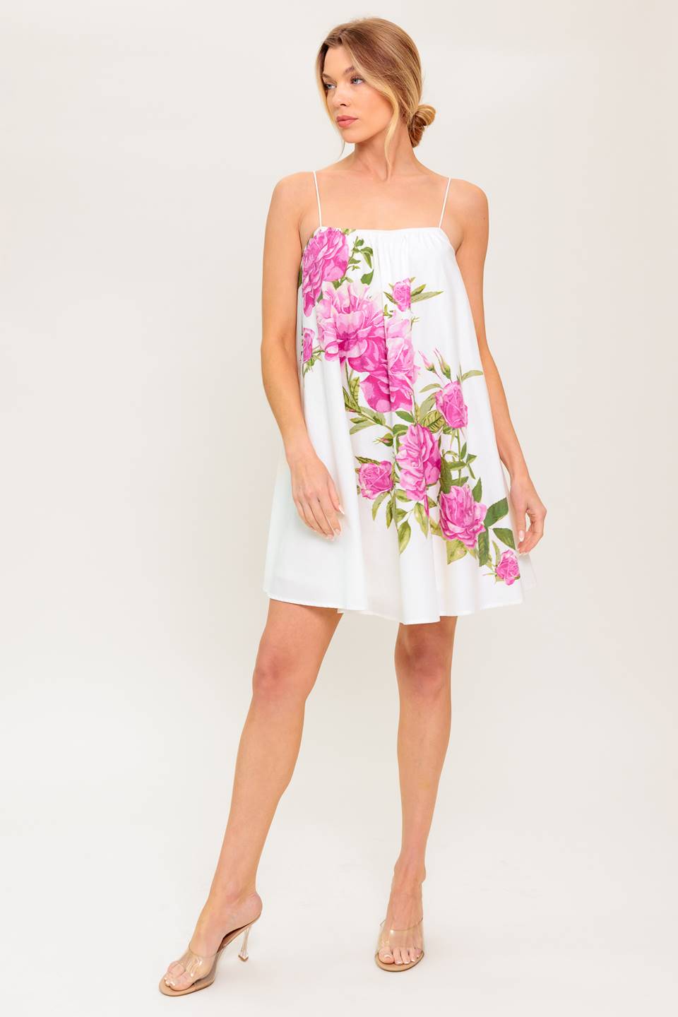 GARDEN WHISPERS – ROSA BLUMEN-SWING-KLEID