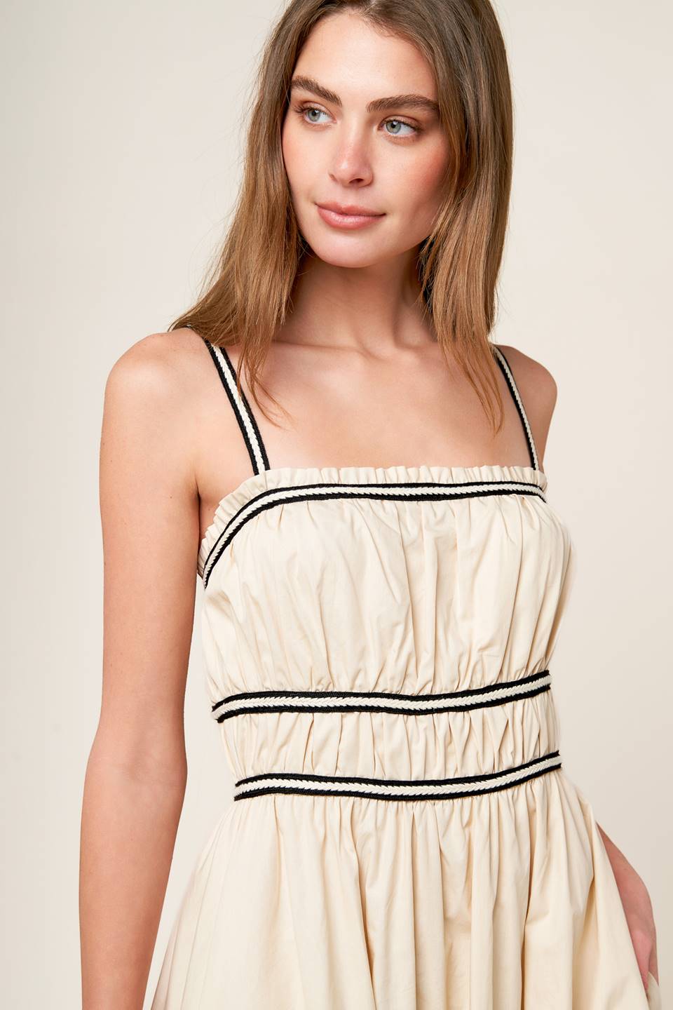 Size Medium, TERRIFIC TIMING CREAM WOVEN MIDI DRESS - FINAL SALE