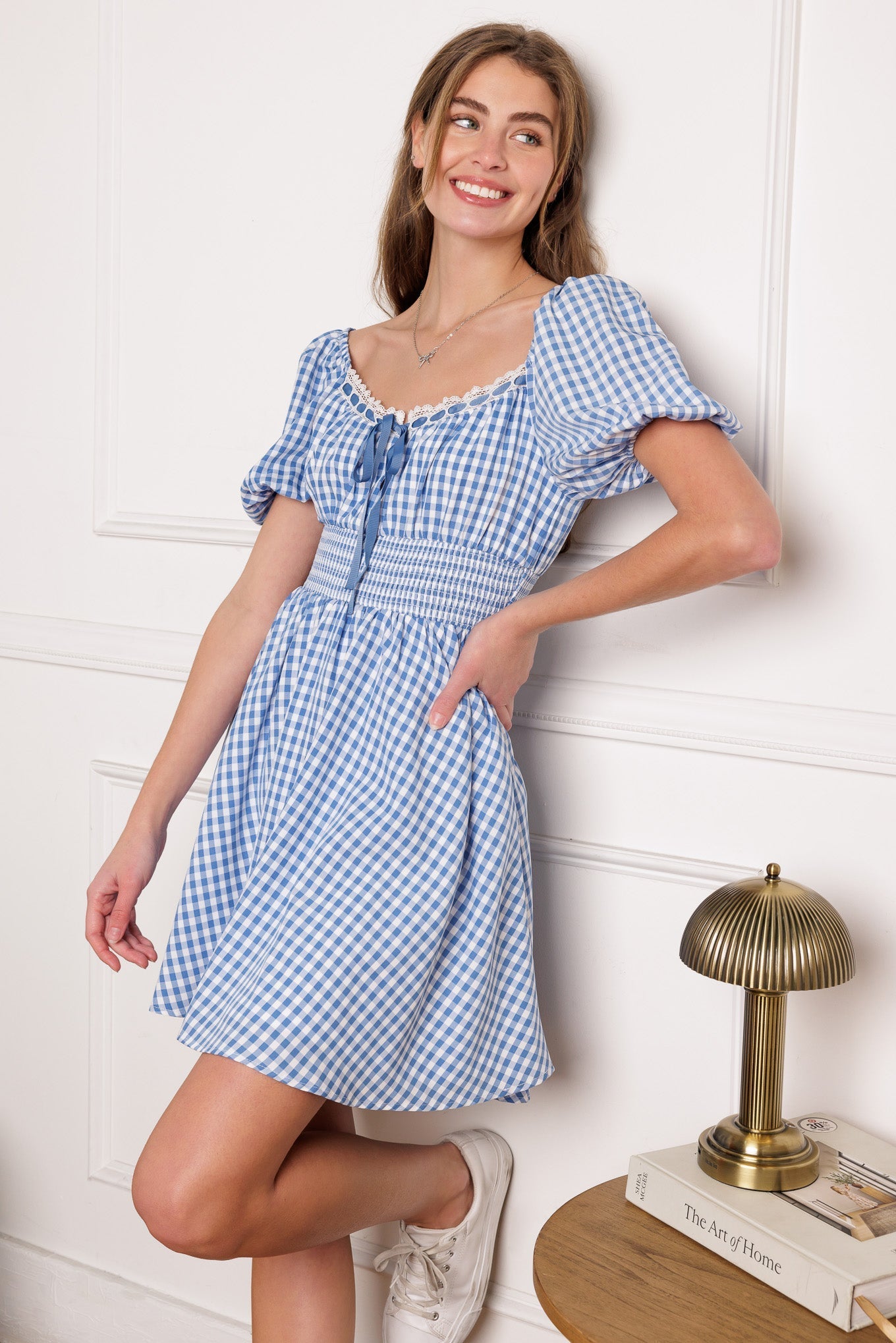 KANSAS SKIES - BLUE GINGHAM MINI DRESS