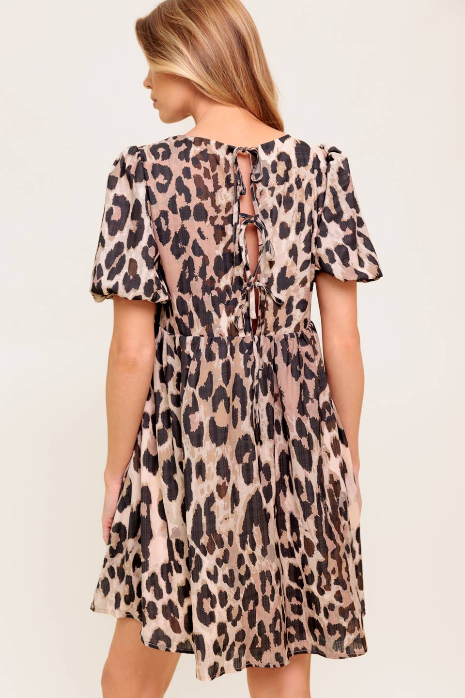 Size Medium, MARTINE LEOPARD MINI DRESS - TAUPE - FINAL SALE