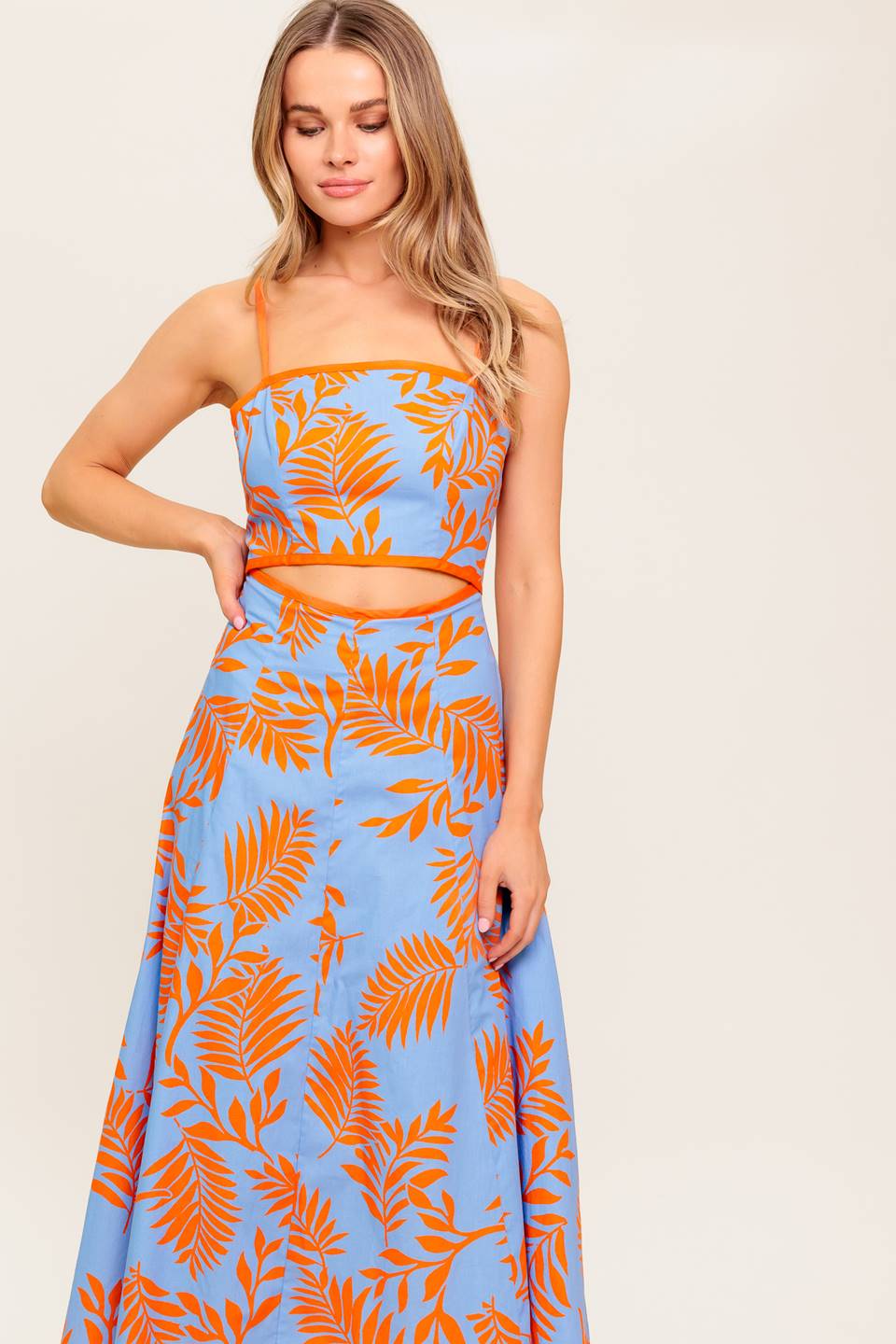 Size Large, APRICOT SUNSET CUT-OUT MIDI DRESS - FINAL SALE