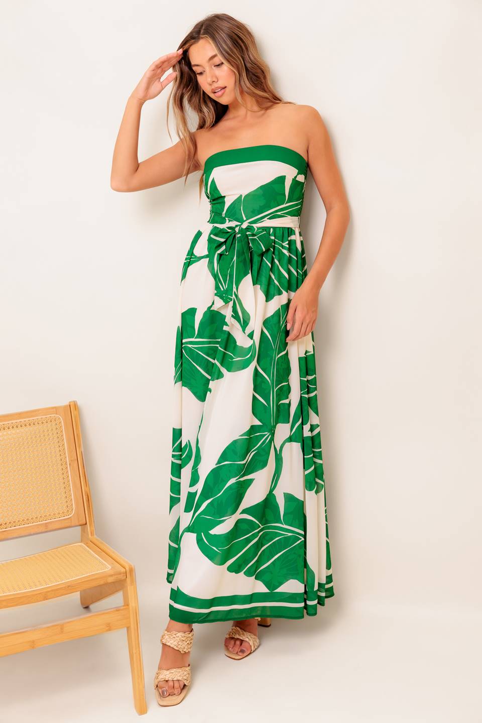 BALI BREEZE LEAF PRINT MAXI DRESS