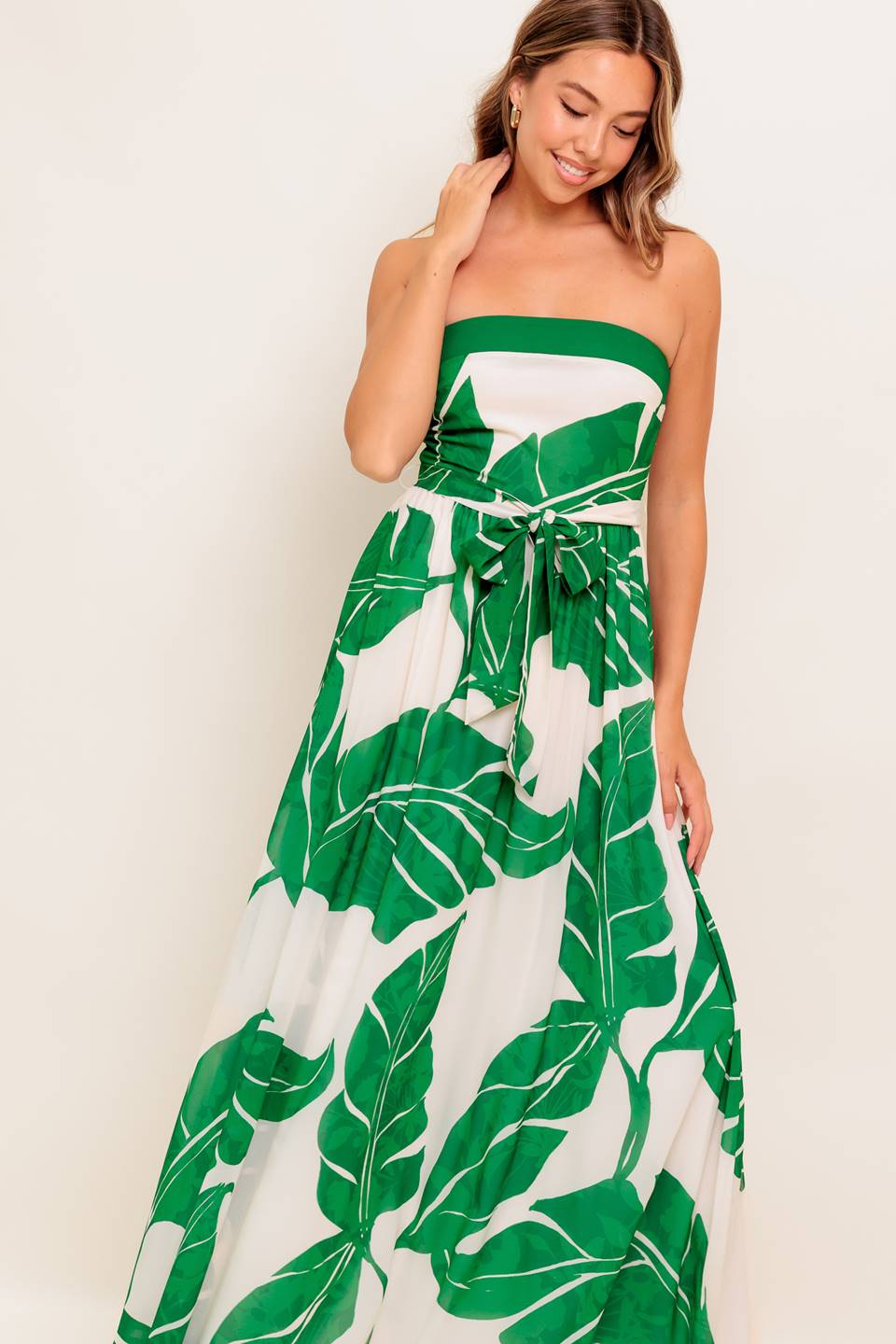 BALI BREEZE LEAF PRINT MAXI DRESS