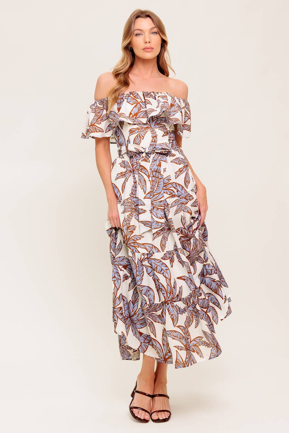 JARDIN DE PALMIERS - ROBE MIDI ÉPAULES DÉNUDÉES