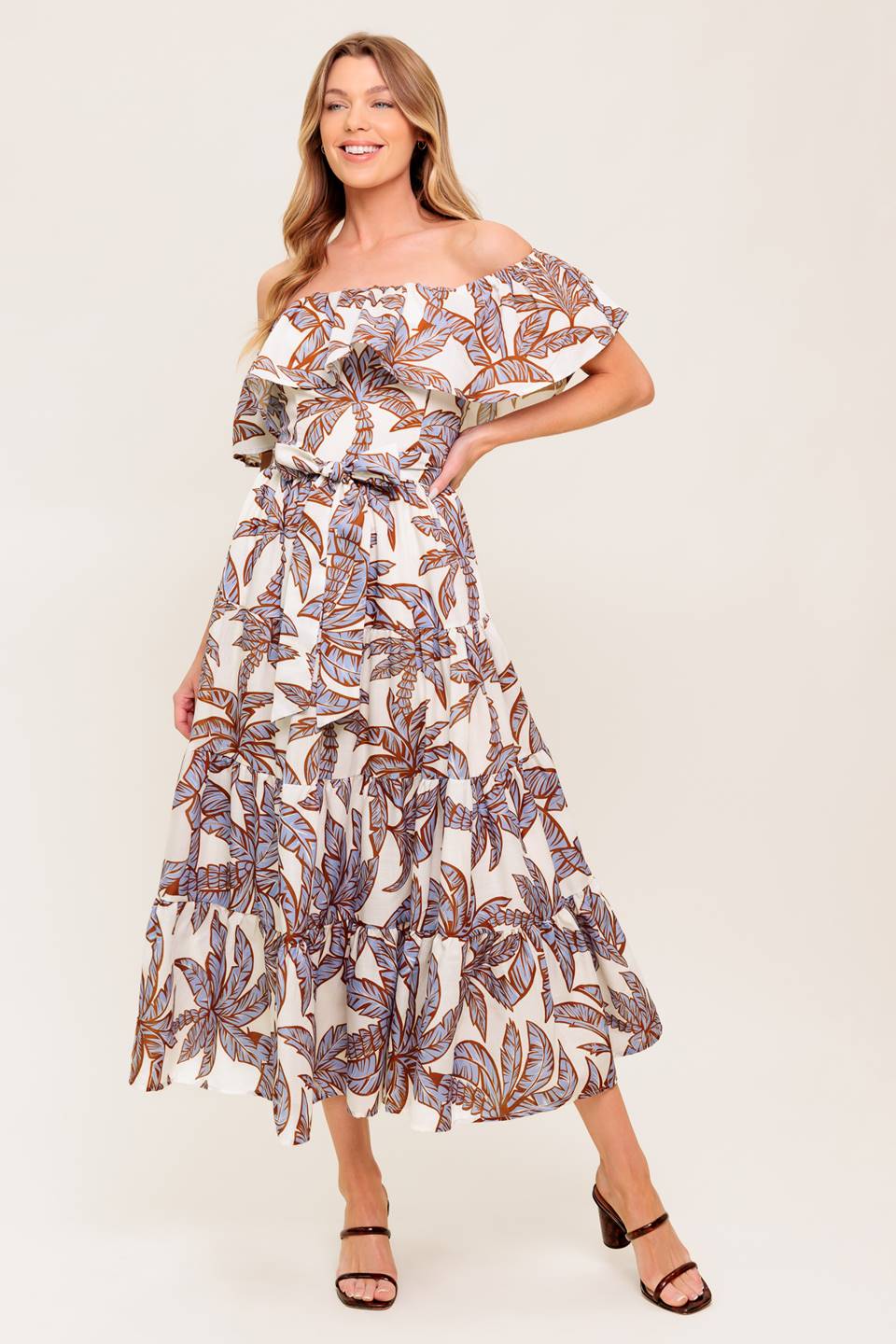 JARDIN DE PALMIERS - ROBE MIDI ÉPAULES DÉNUDÉES