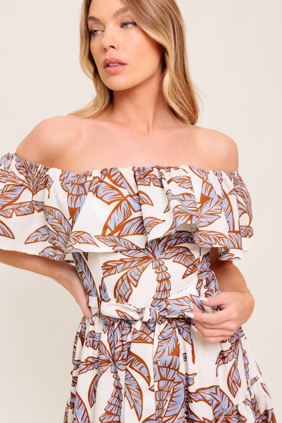 JARDIN DE PALMIERS - ROBE MIDI ÉPAULES DÉNUDÉES