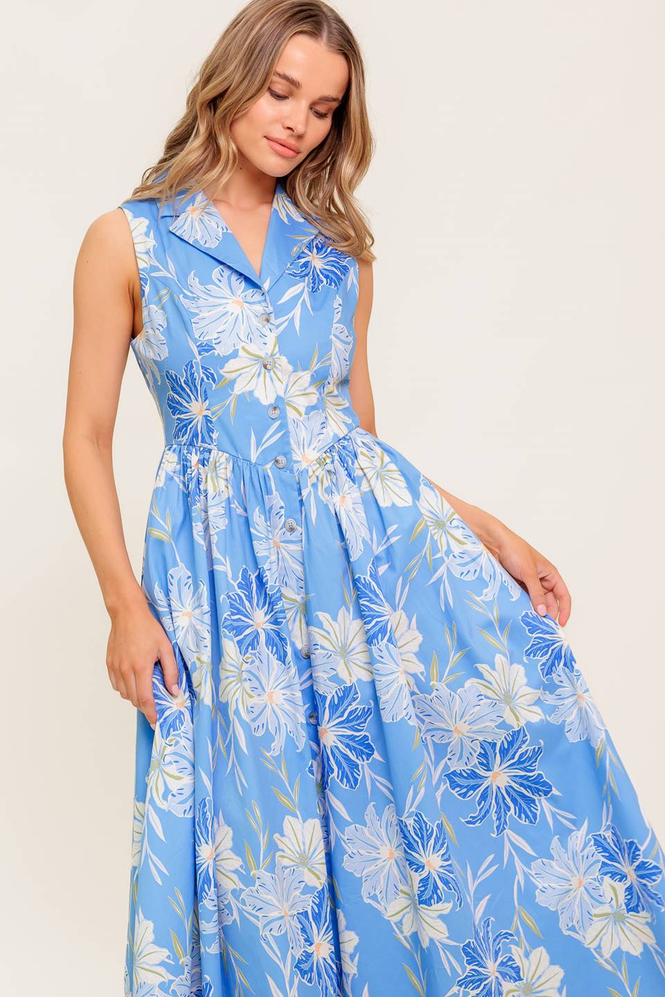 BEATRICE MIDI DRESS - POWDER BLUE