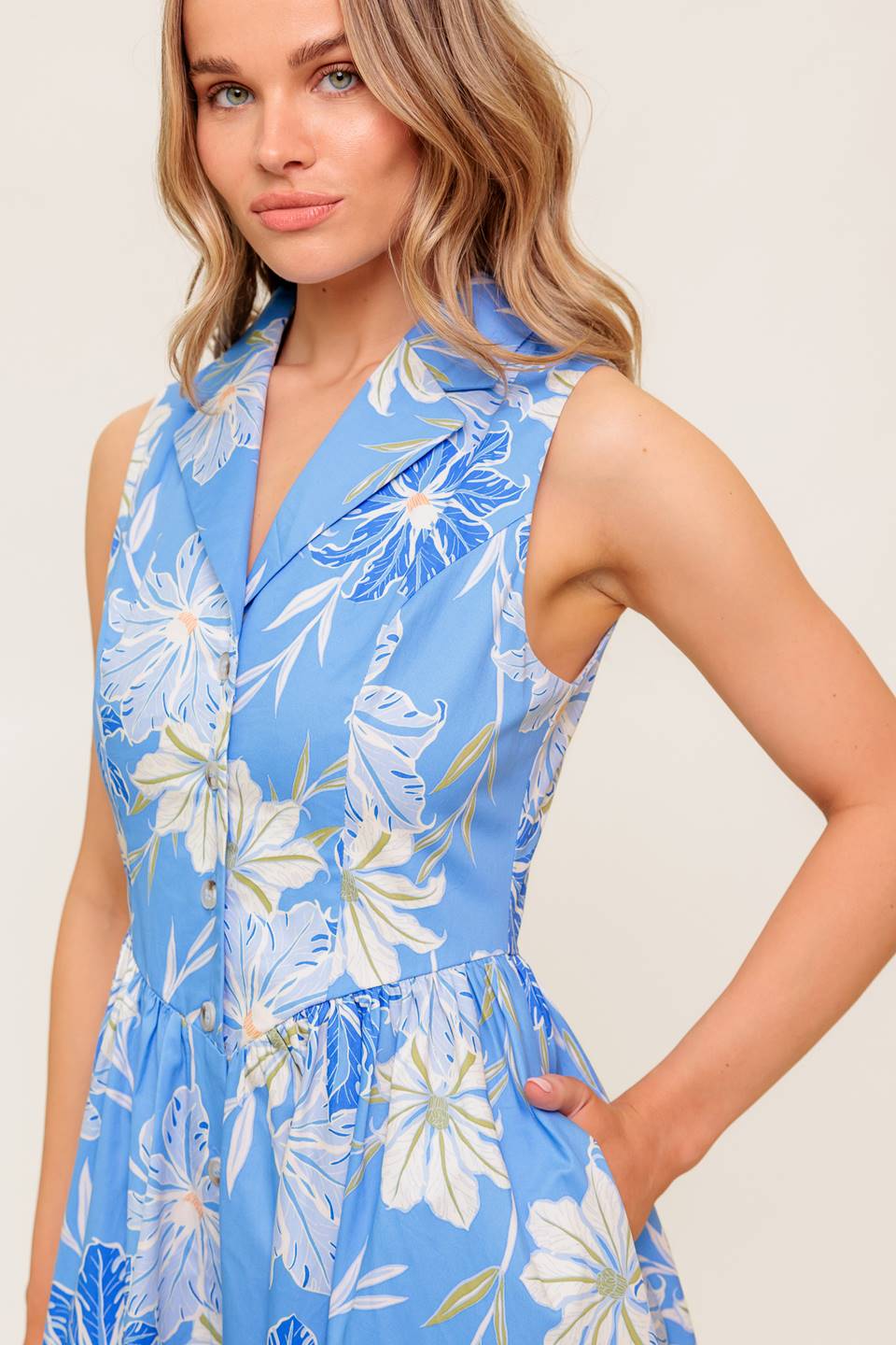 BEATRICE MIDI DRESS - POWDER BLUE
