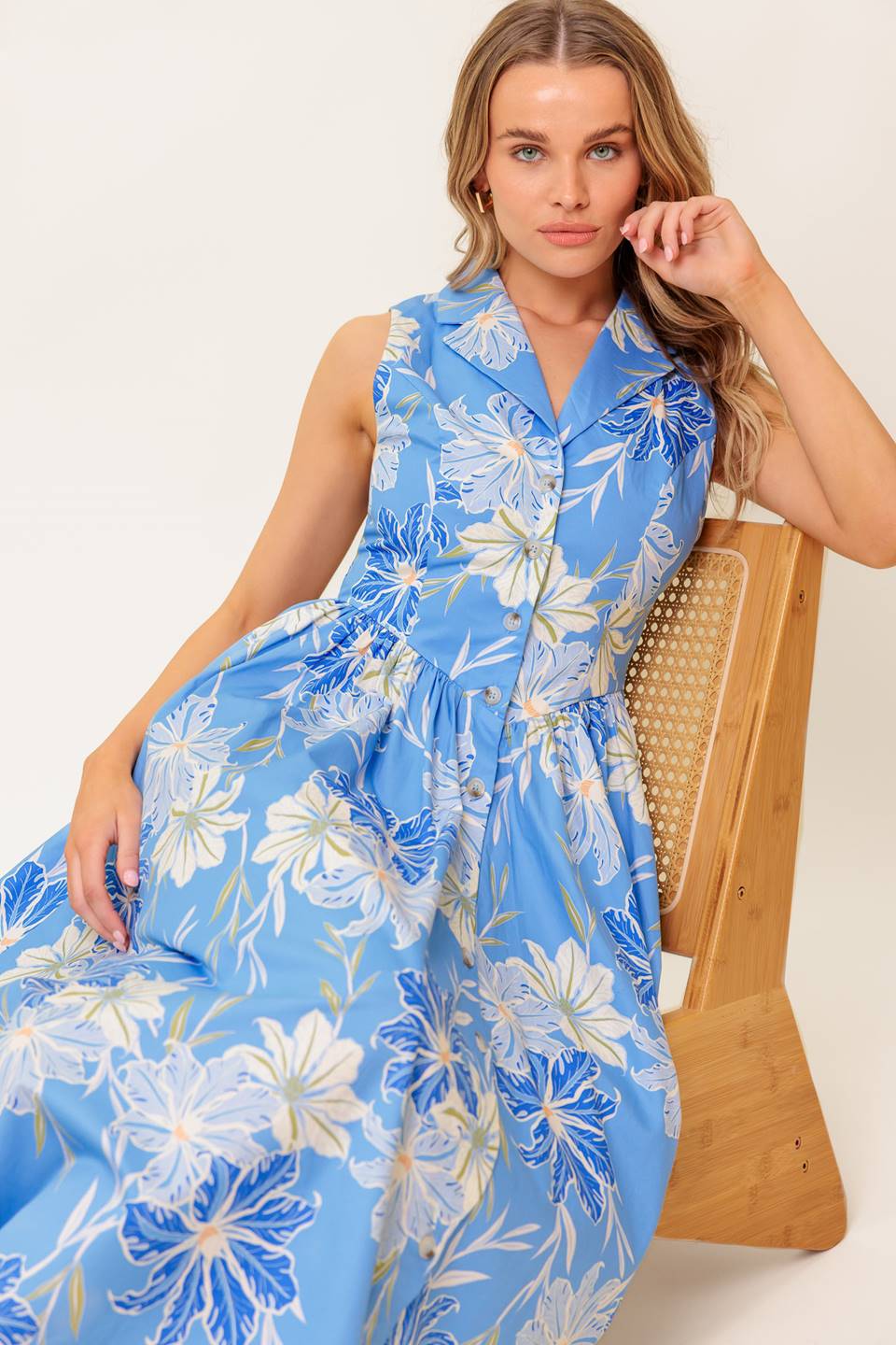 BEATRICE MIDI DRESS - POWDER BLUE