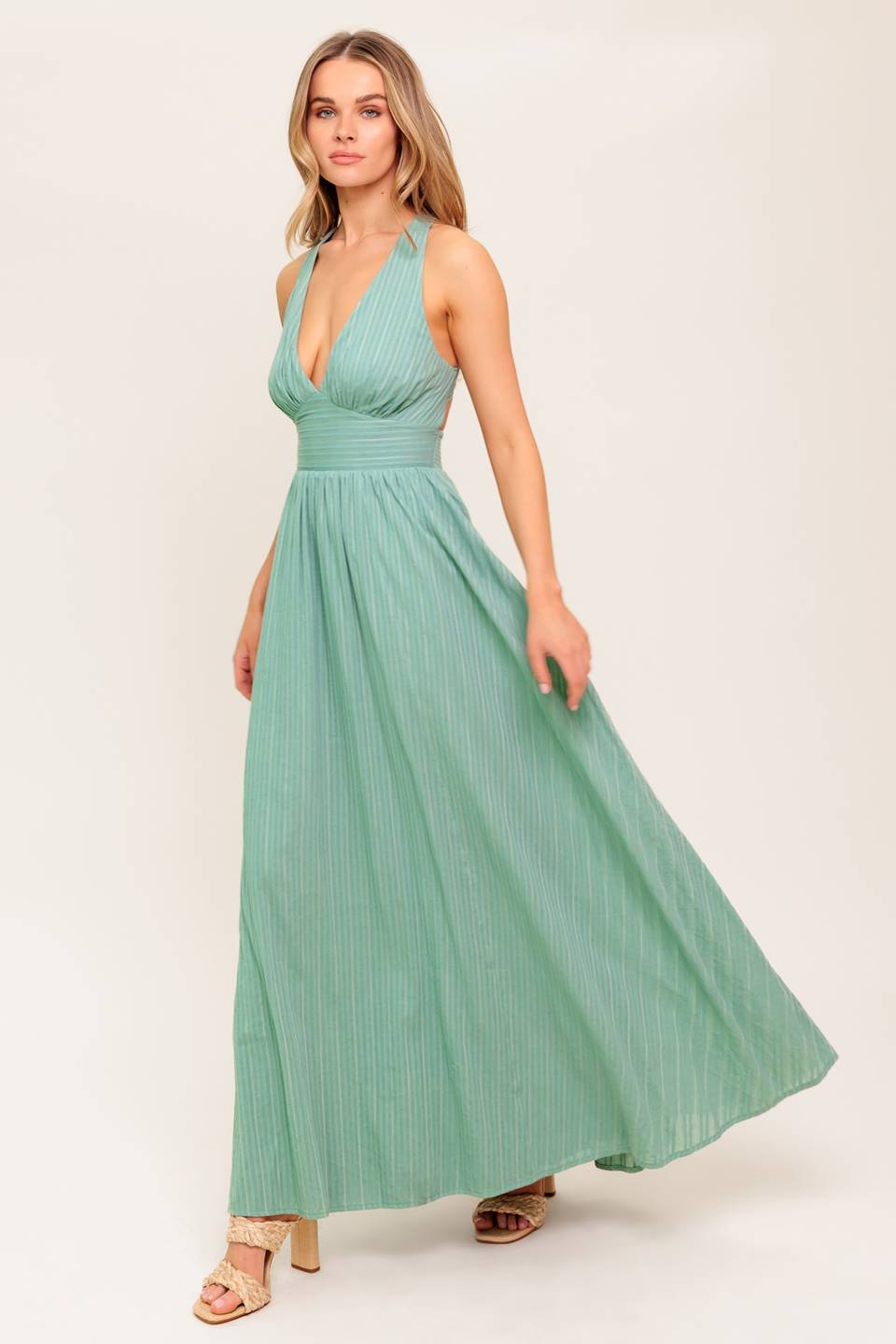 ROBE LONGUE CROISE DANS LE DOS SAGE SOLEIL DANS MON ESPRIT