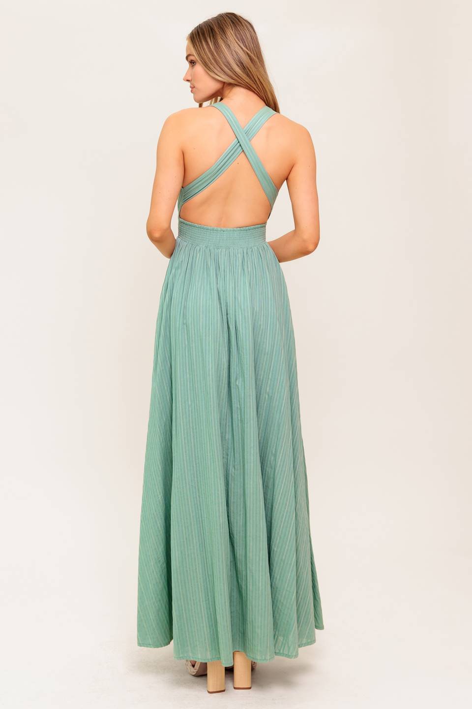 ROBE LONGUE CROISE DANS LE DOS SAGE SOLEIL DANS MON ESPRIT