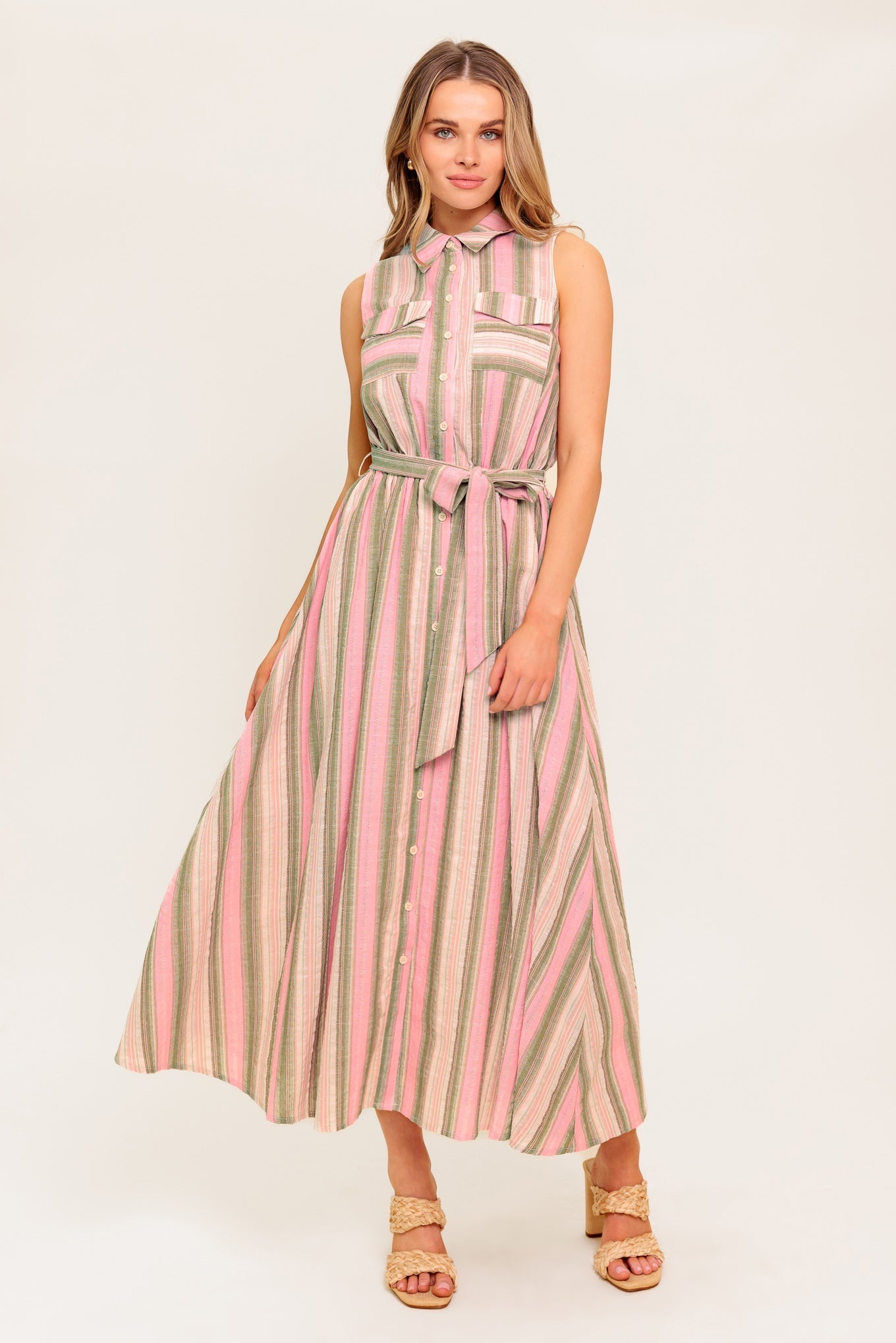 Size Medium, WINDSWEPT FIELDS MIDI DRESS - OLIVE - FINAL SALE
