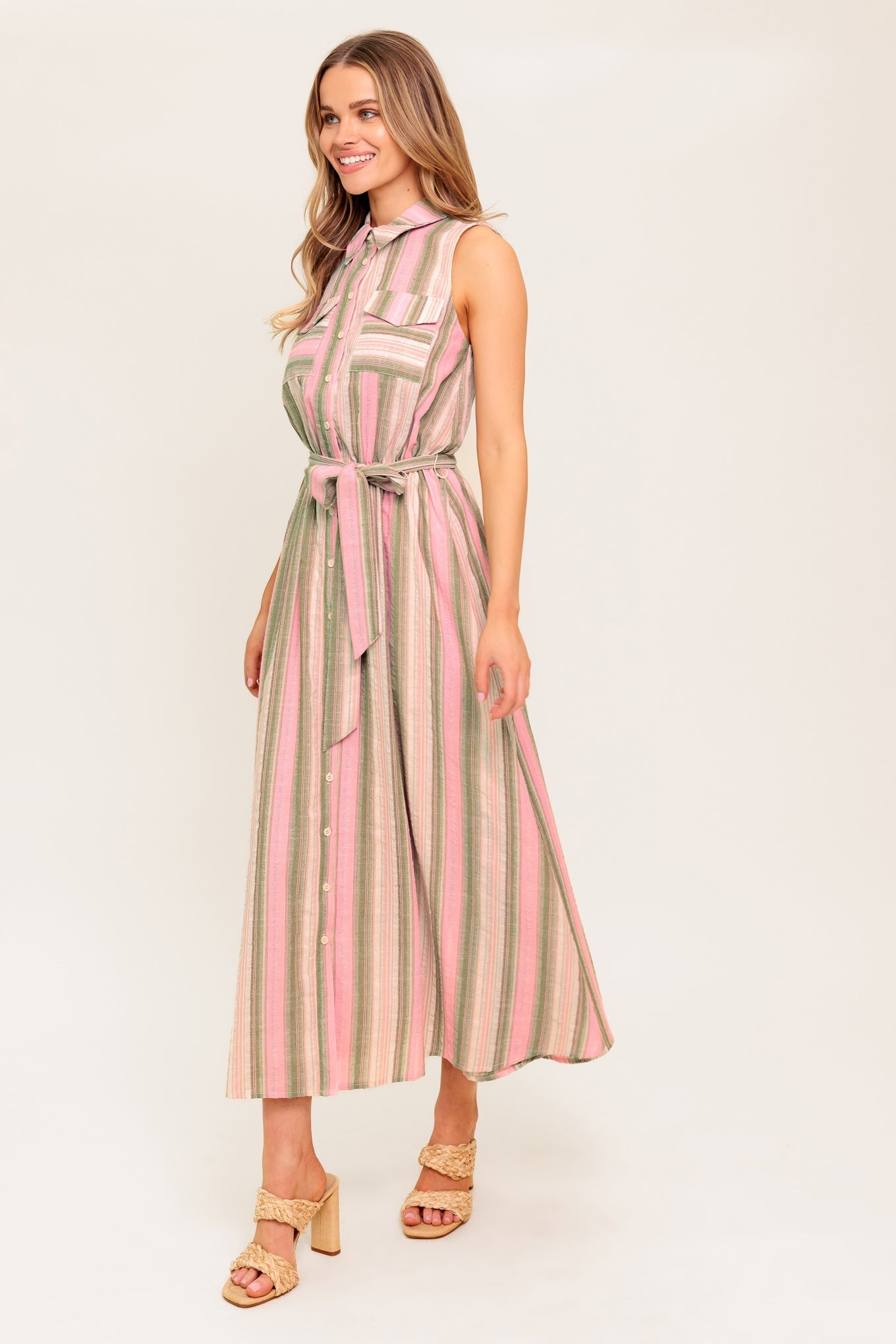 Size Medium, WINDSWEPT FIELDS MIDI DRESS - OLIVE - FINAL SALE