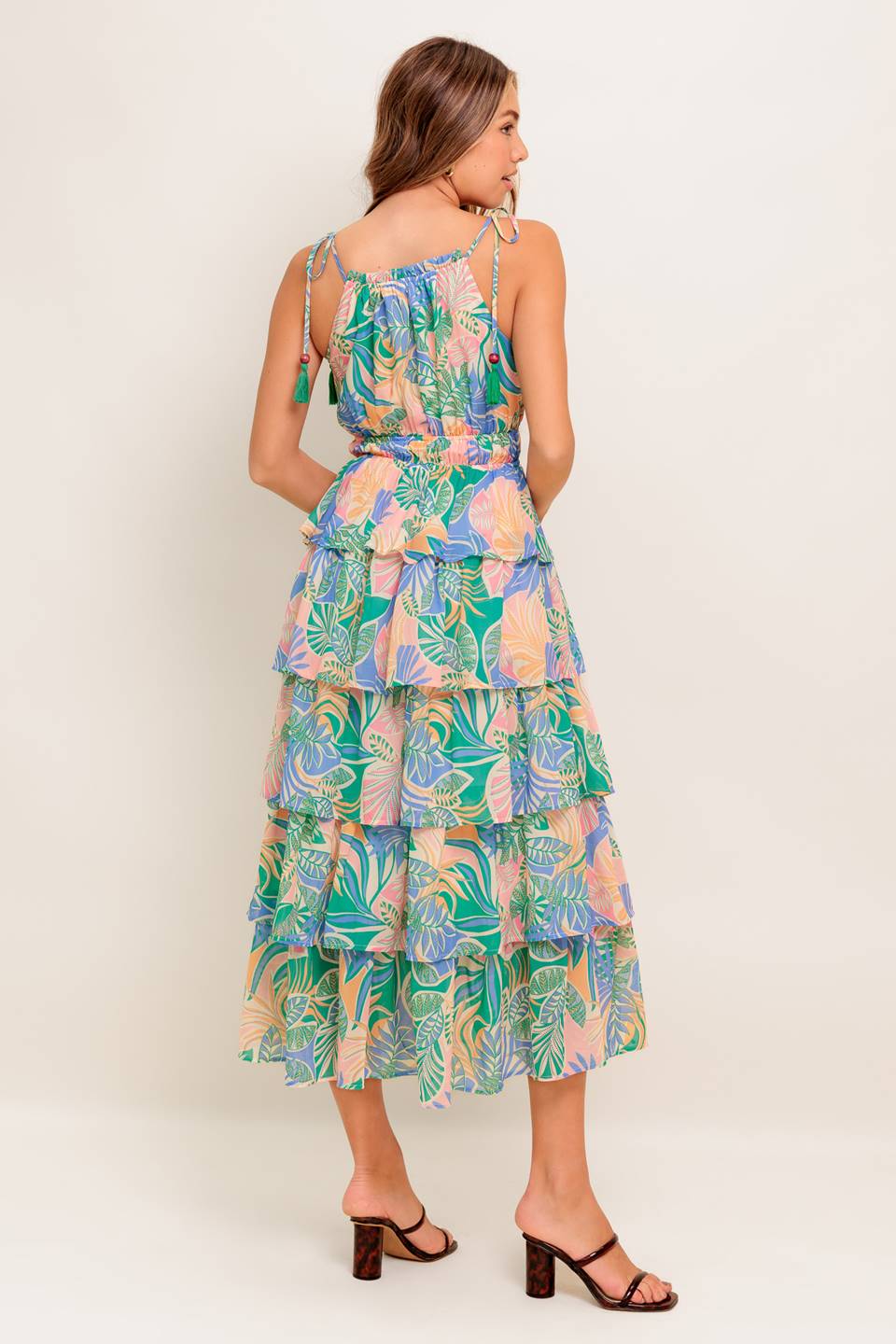 ROBE MIDI IMPRIMÉE FEUILLES TARA