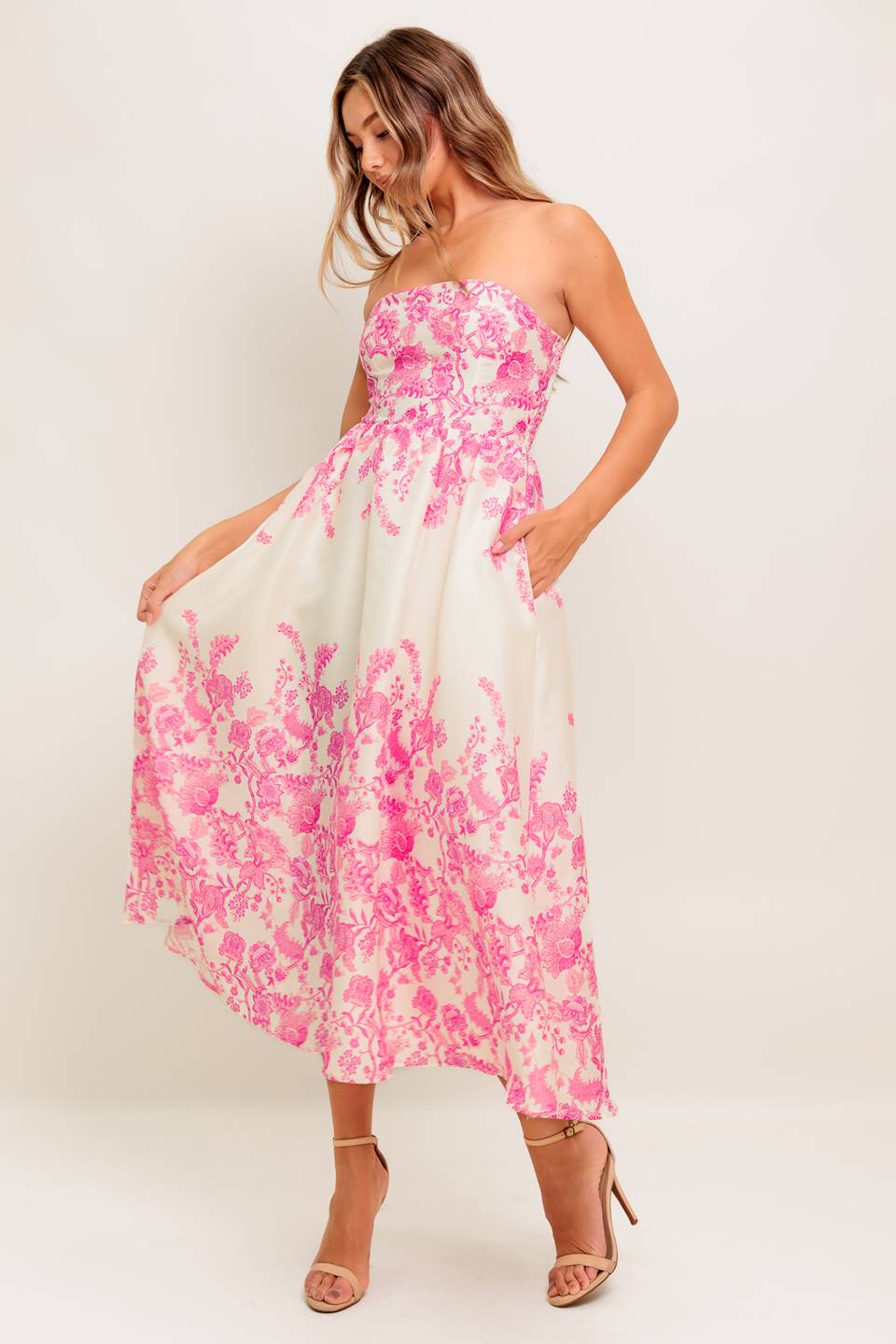 COCO COCKTAIL DRESS - PINK FLORAL