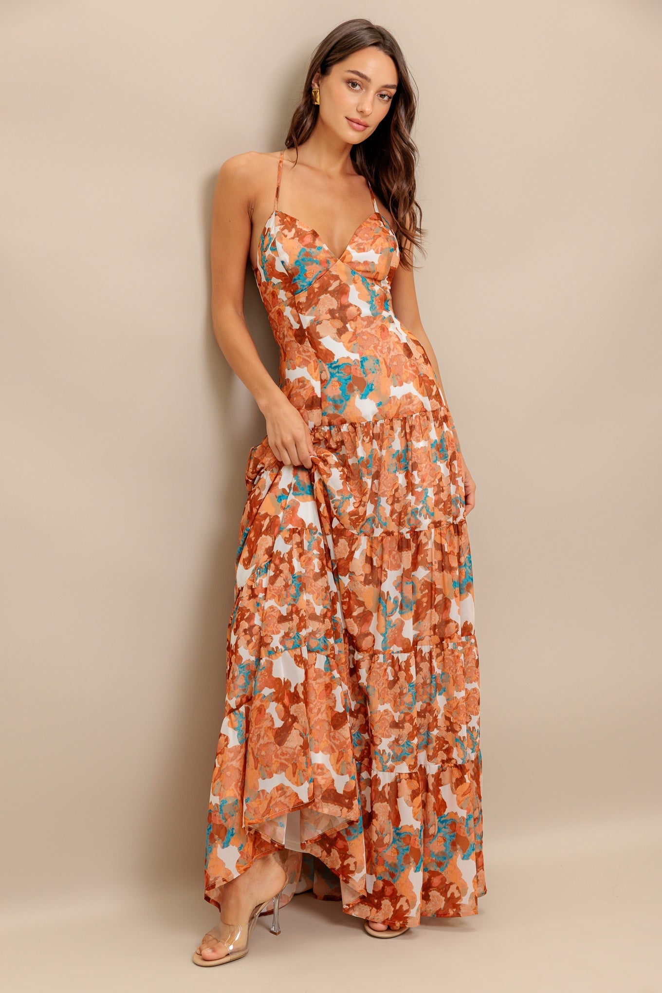 GRACEANN MAXI DRESS - BROWN