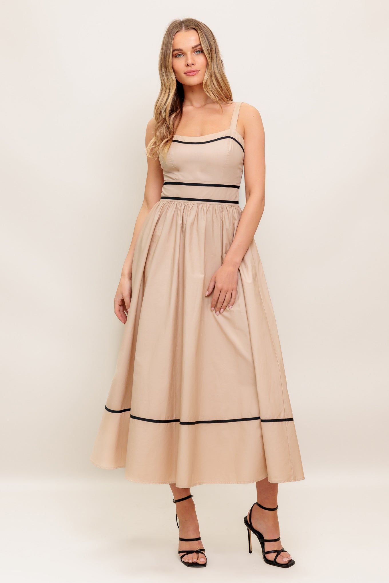 QUEENY MIDI DRESS - TAUPE