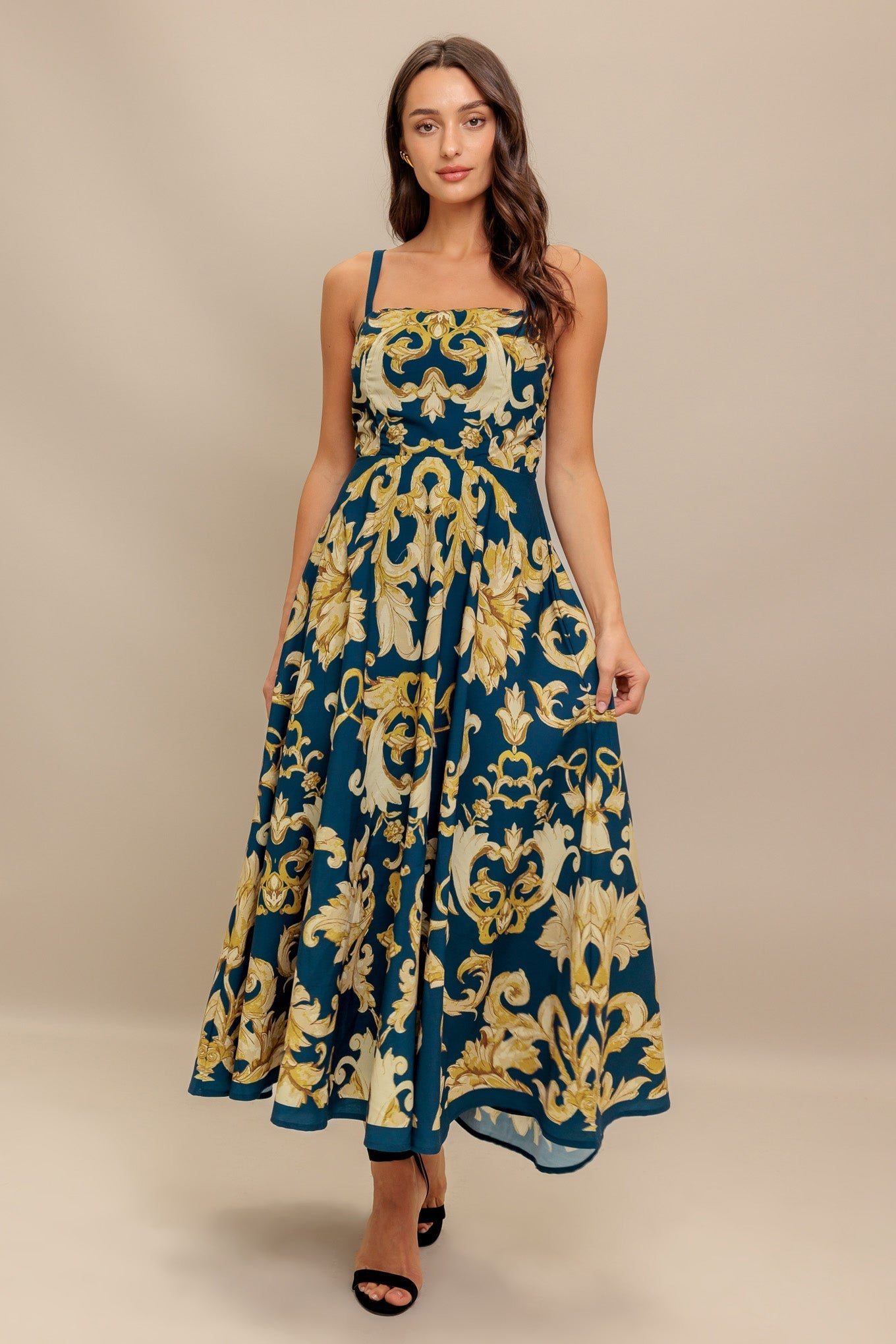 IMPERIAL BLOOM BLUE FLORAL MIDI DRESS