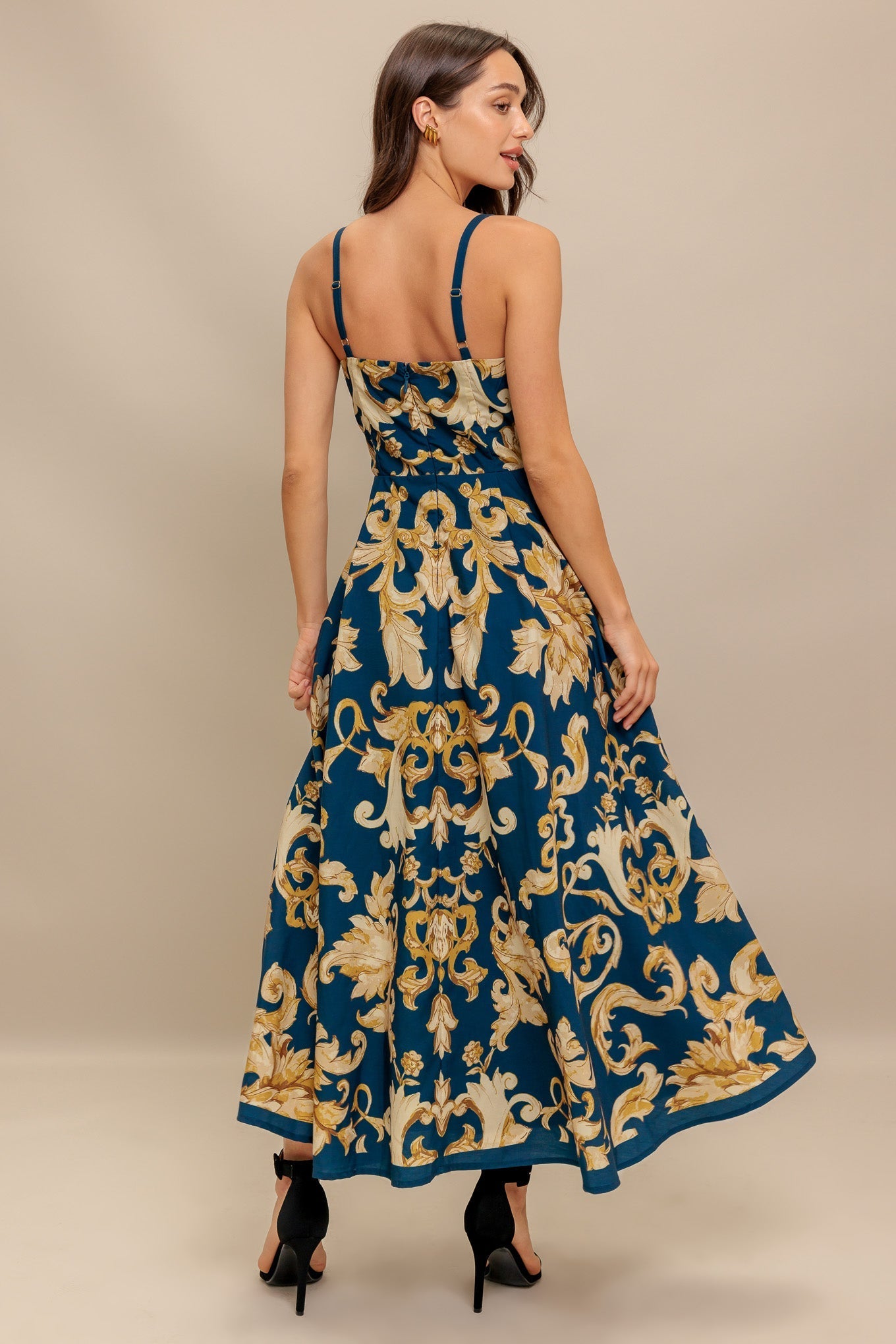 IMPERIAL BLOOM BLUE FLORAL MIDI DRESS