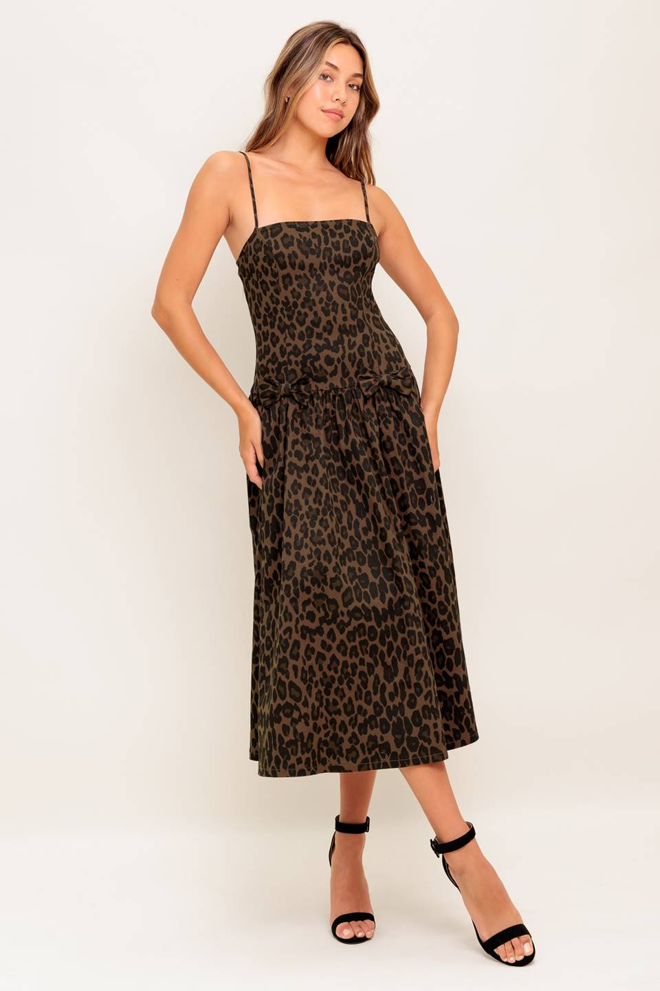 SAVANNAH MIDI DRESS - LEOPARD PRINT