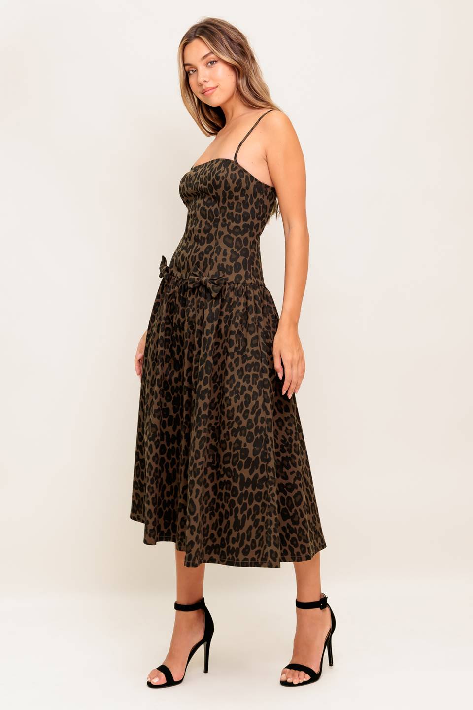 SAVANNAH MIDI DRESS - LEOPARD PRINT