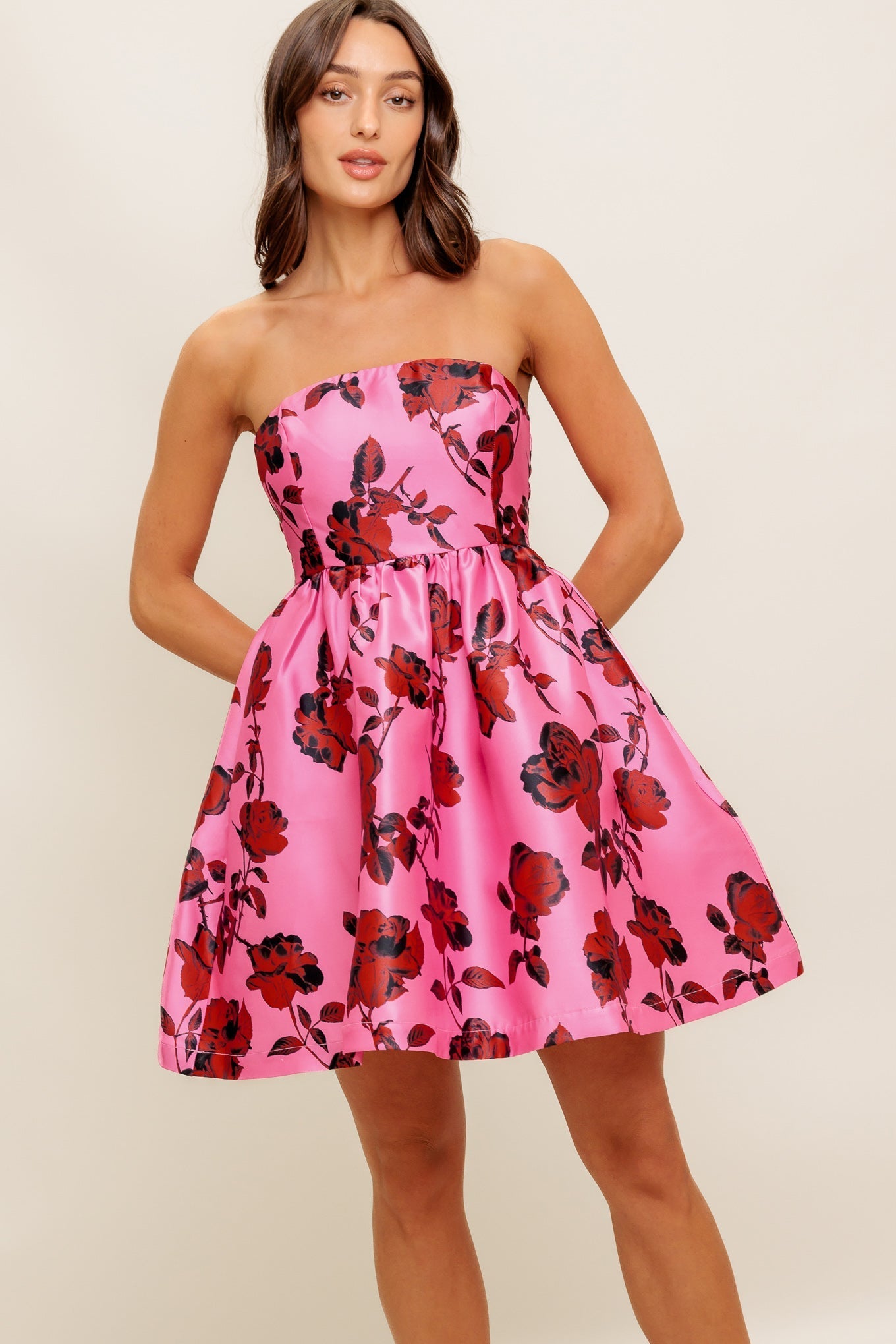 WAVERLY MINI DRESS - PINK FLORAL
