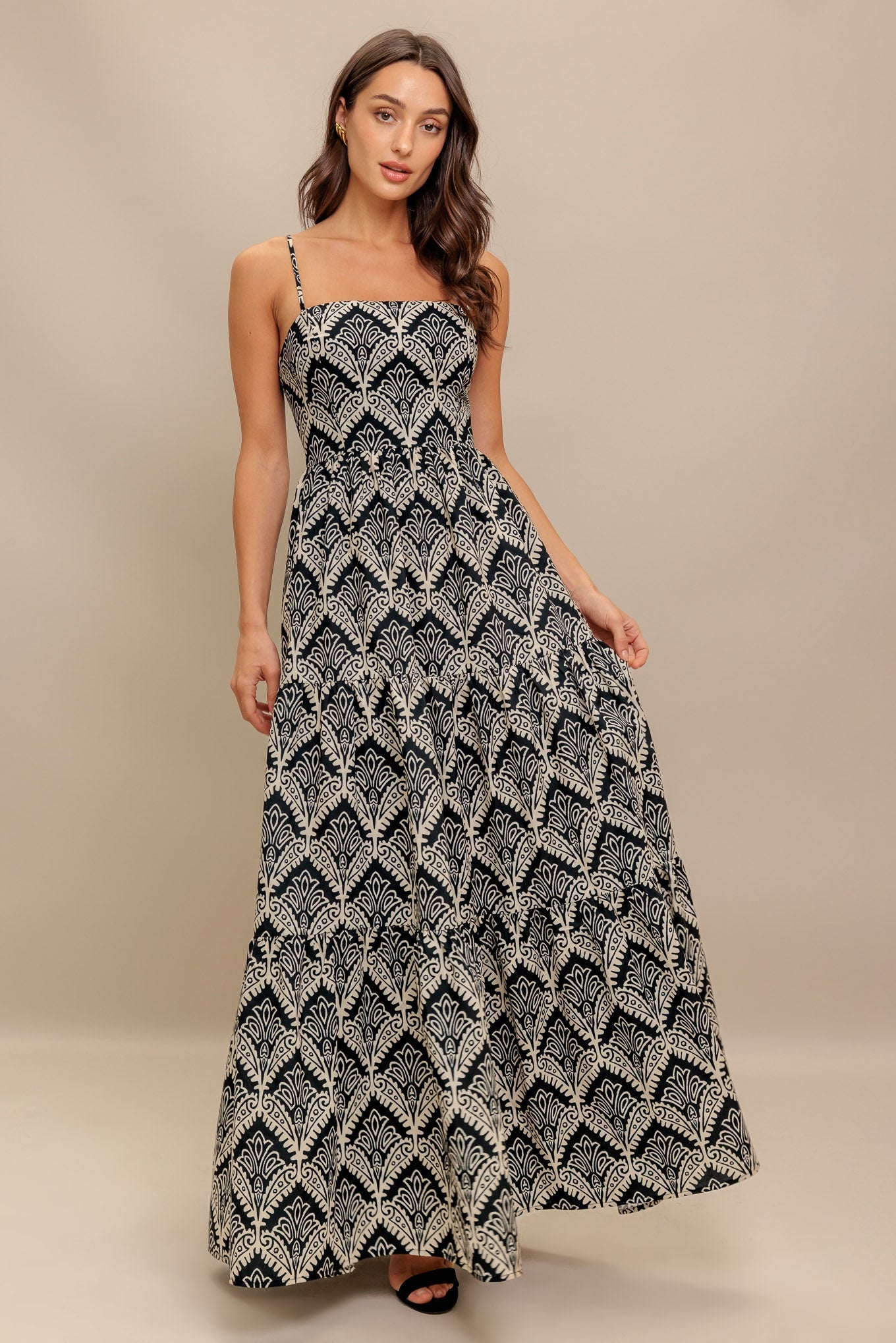 Hazelwood Garden Maxi Dress - Black & Ivory