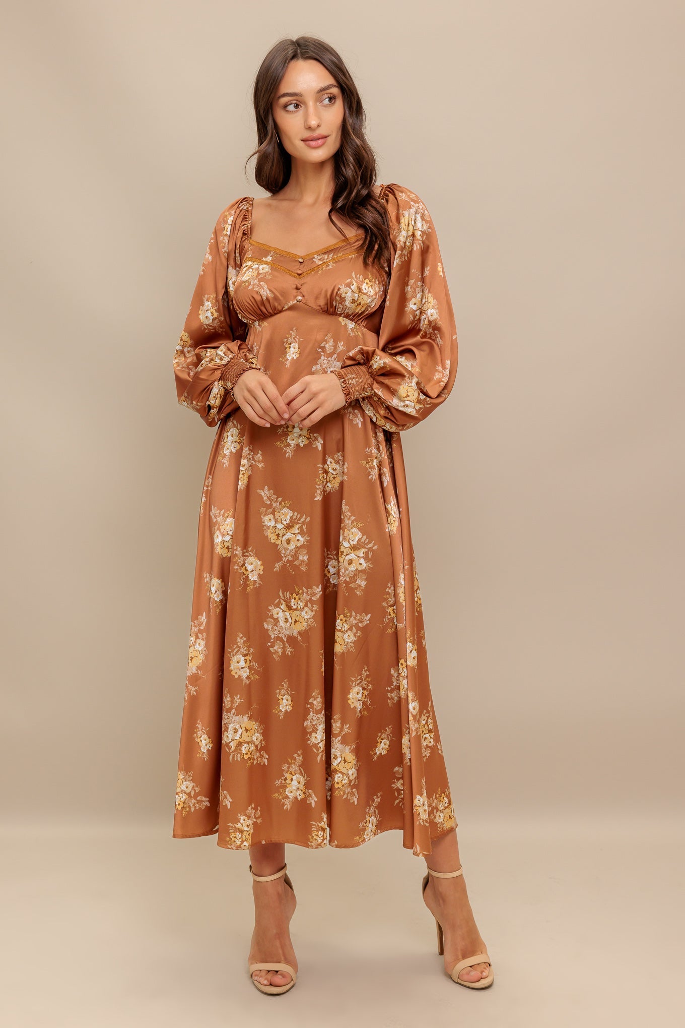 CARMELA MIDI DRESS - BRONZE