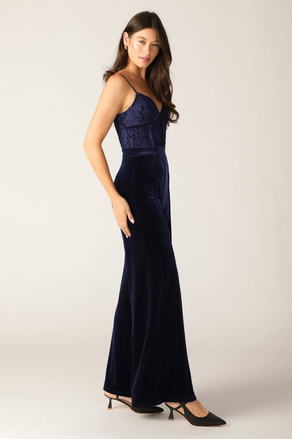 VIVIANA JUMPSUIT - NAVY LACE & VELVET