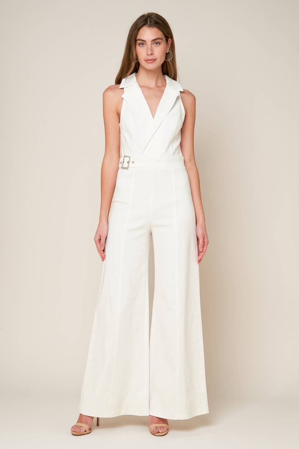 Size: SMALL, SHOPPING AROUND - WHITE - WIDE LEG JUMPSUIT- FINAL SALE