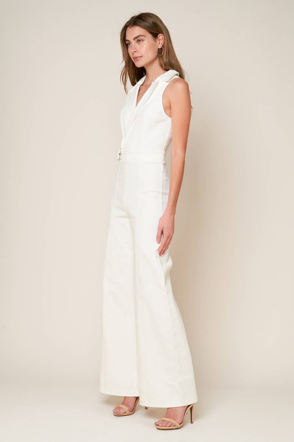 Size: SMALL, SHOPPING AROUND - WHITE - WIDE LEG JUMPSUIT- FINAL SALE