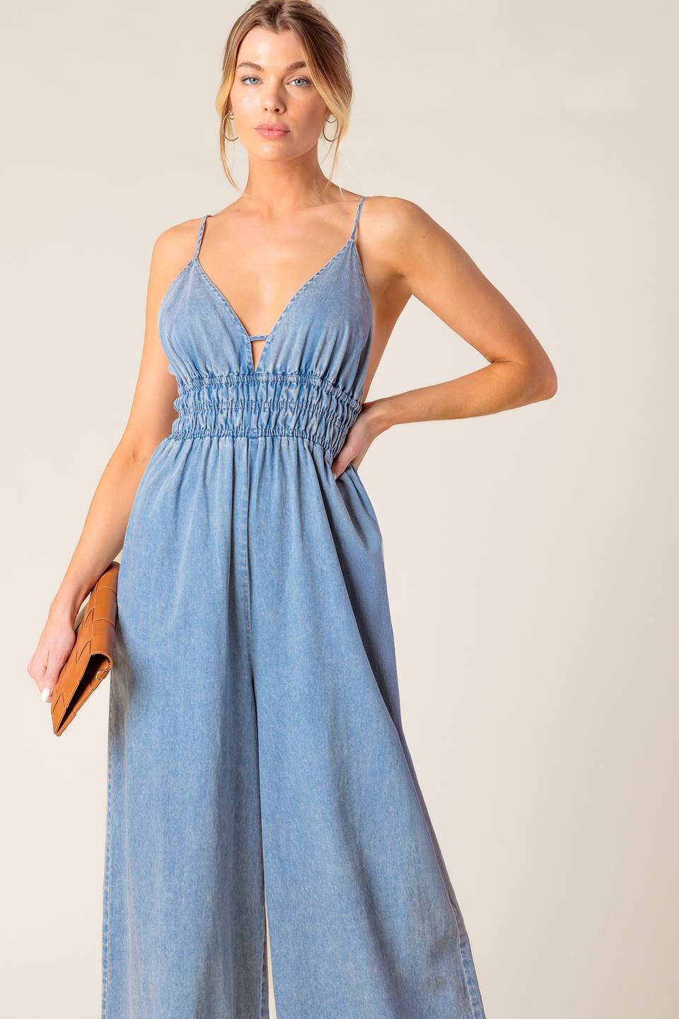 CONSTANCE ACID BLUE DENIM JUMPSUIT