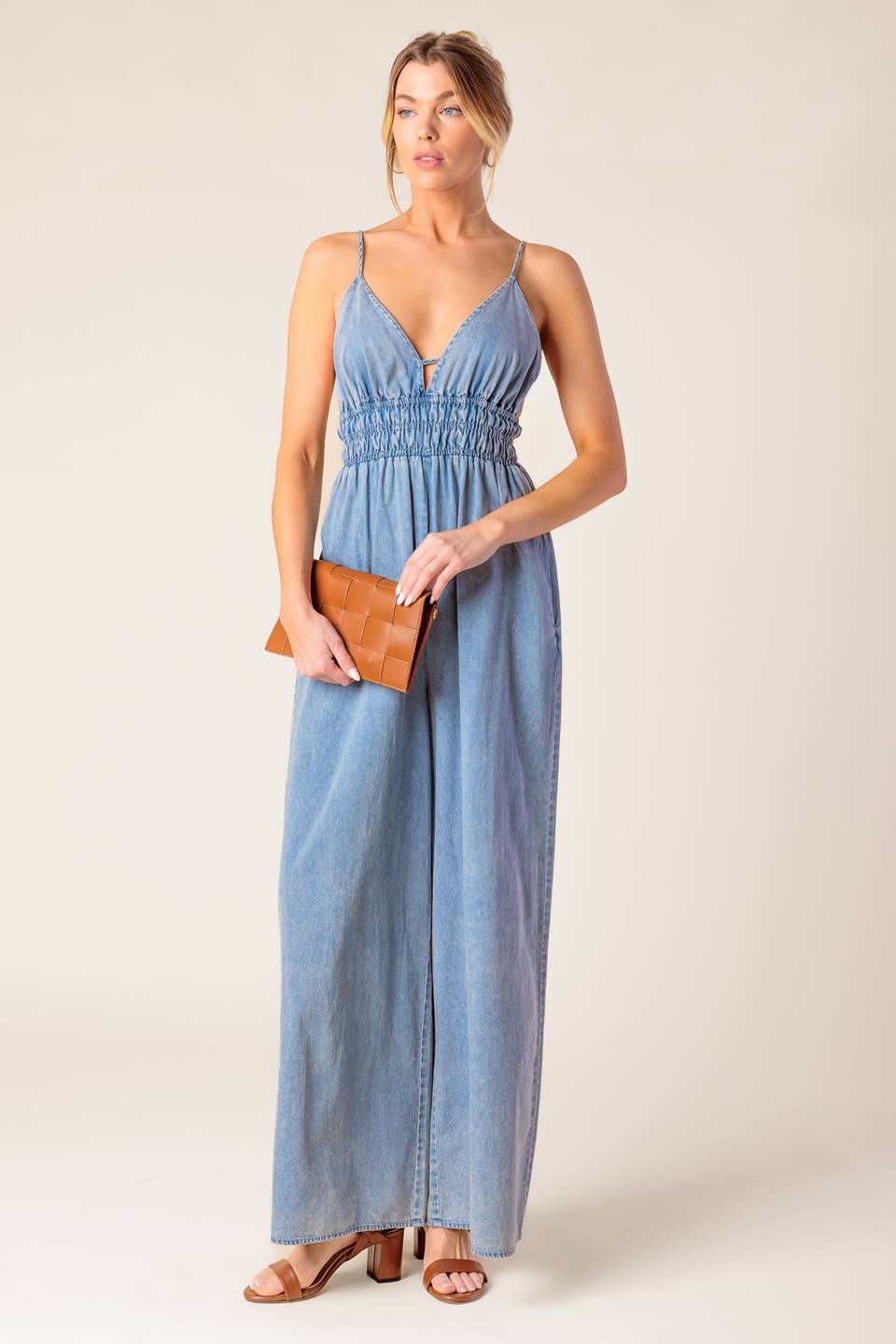 CONSTANCE ACID BLUE DENIM JUMPSUIT