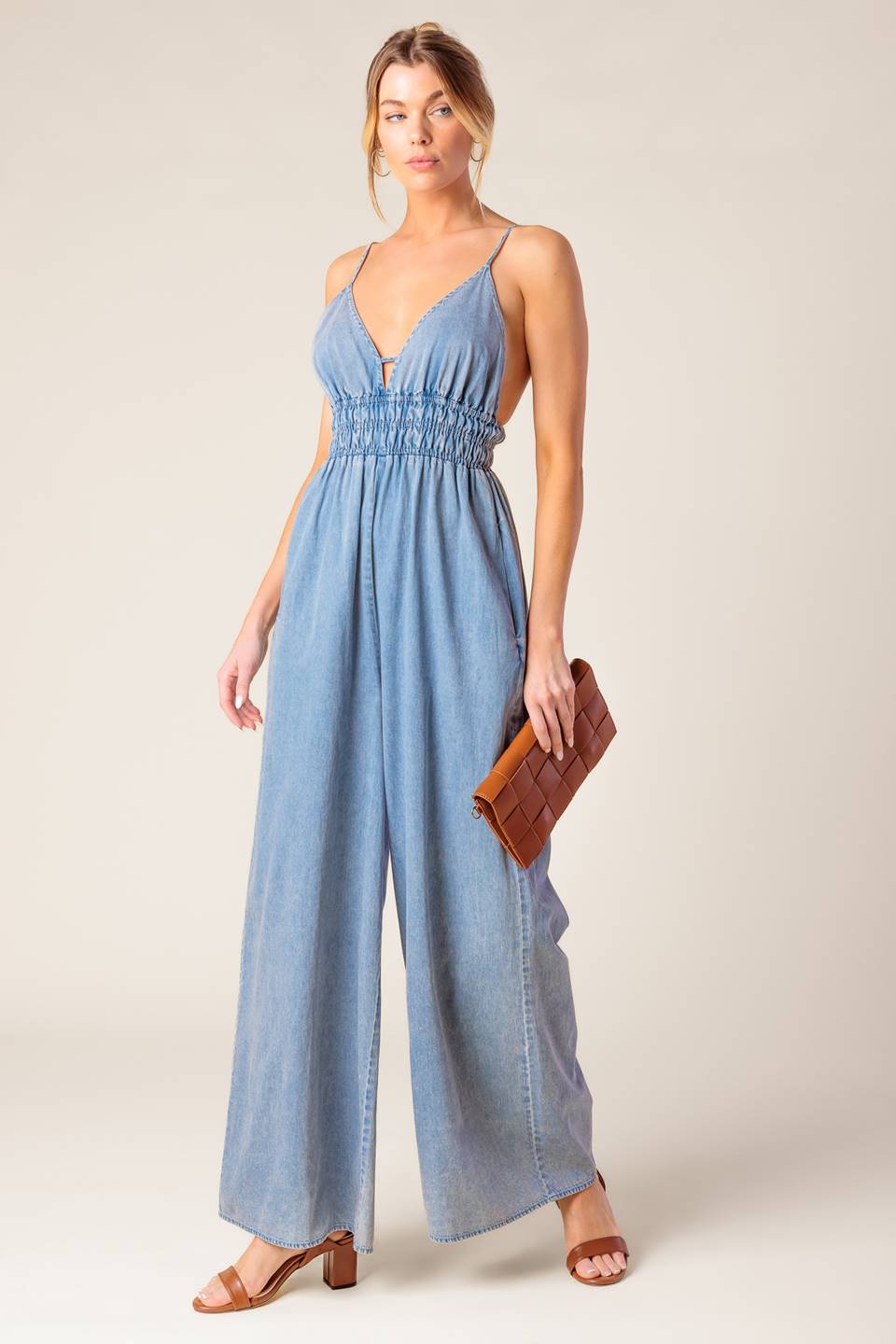 CONSTANCE ACID BLUE DENIM JUMPSUIT