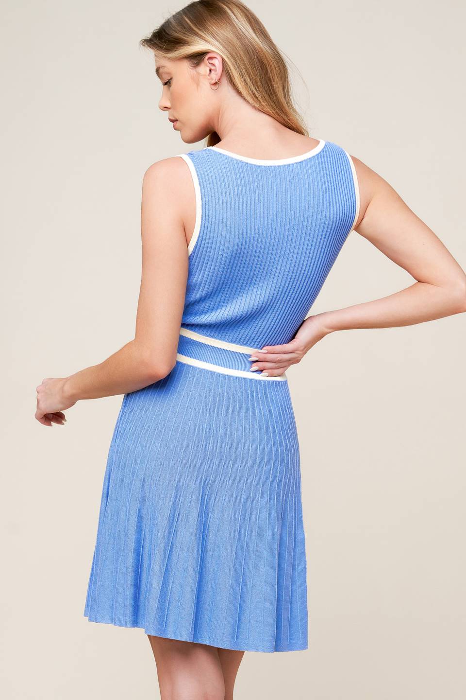 ENDLESSLY DARLING BLUE KNIT MINI DRESS