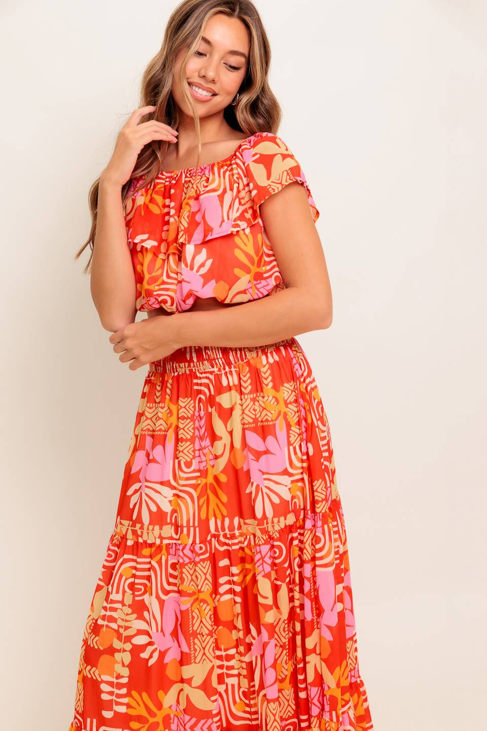 ENSEMBLE HAUT ET JUPE SUNBEAMS - ROUGE