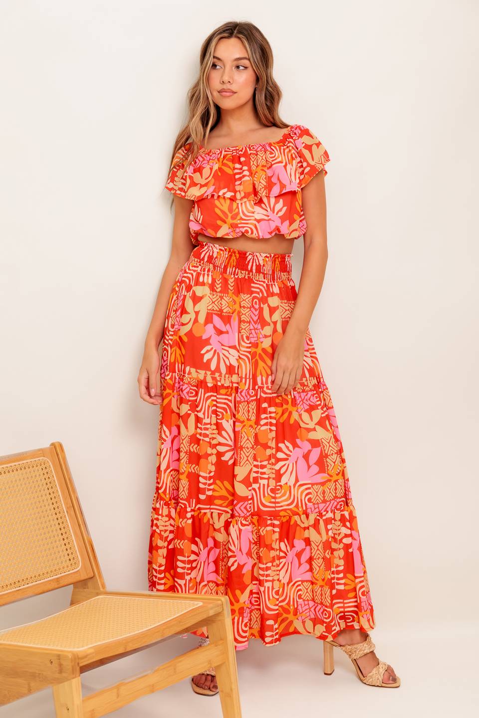 ENSEMBLE HAUT ET JUPE SUNBEAMS - ROUGE