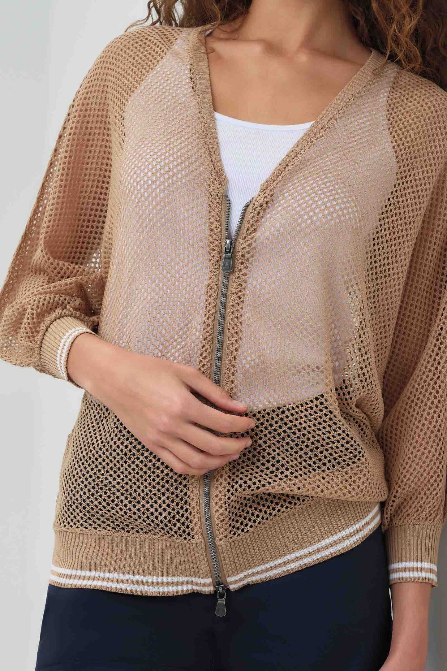 Elora Knit 3/4 Sleeve Full Zip Jacket