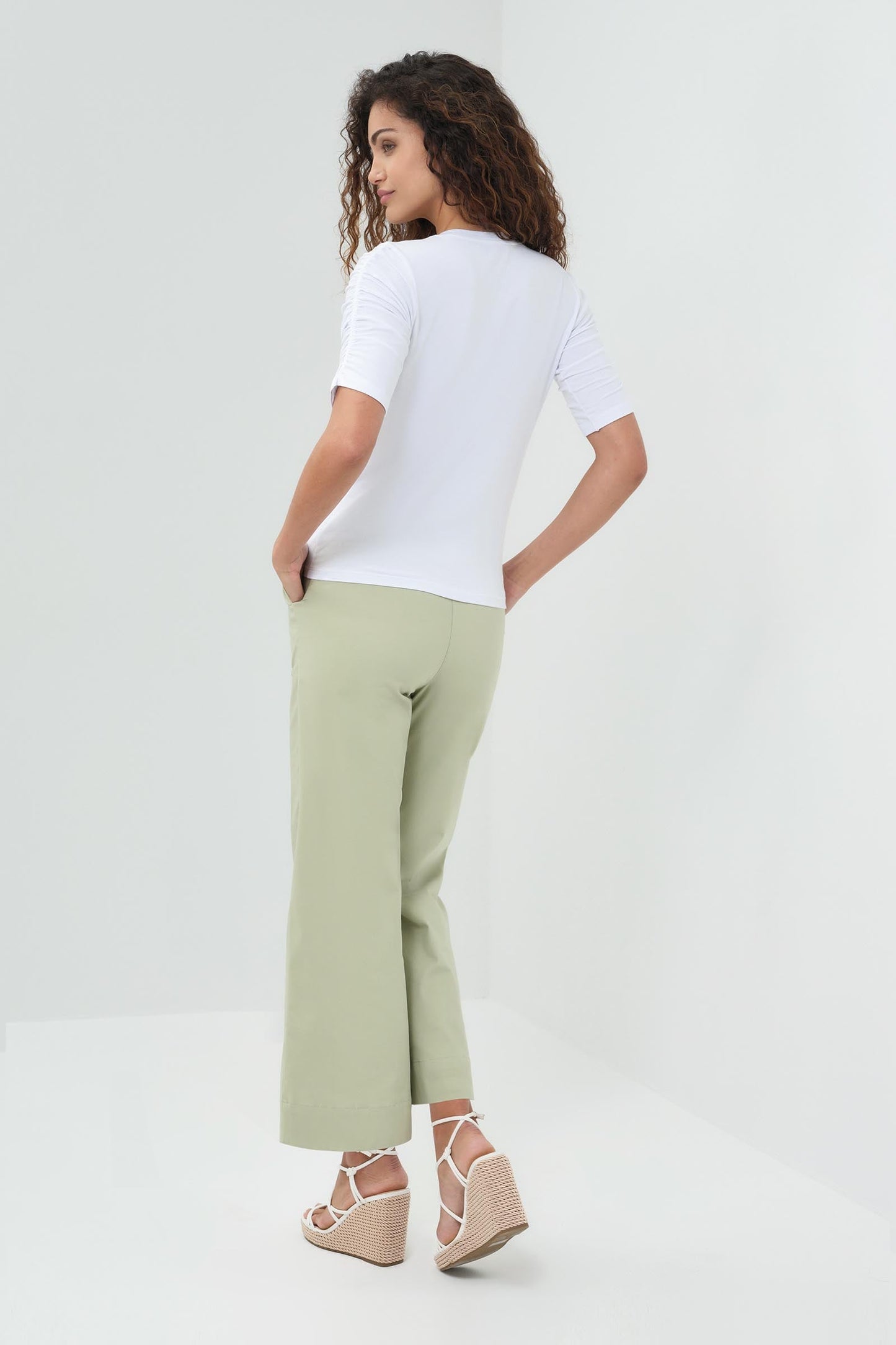 Sophia Tshirt with Ruched Elbow Sleeves