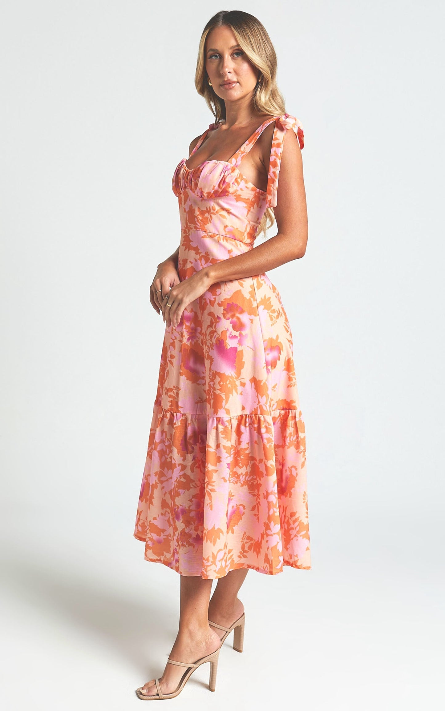 Size XS, Lori Midi Dress- Orange - FINAL SALE