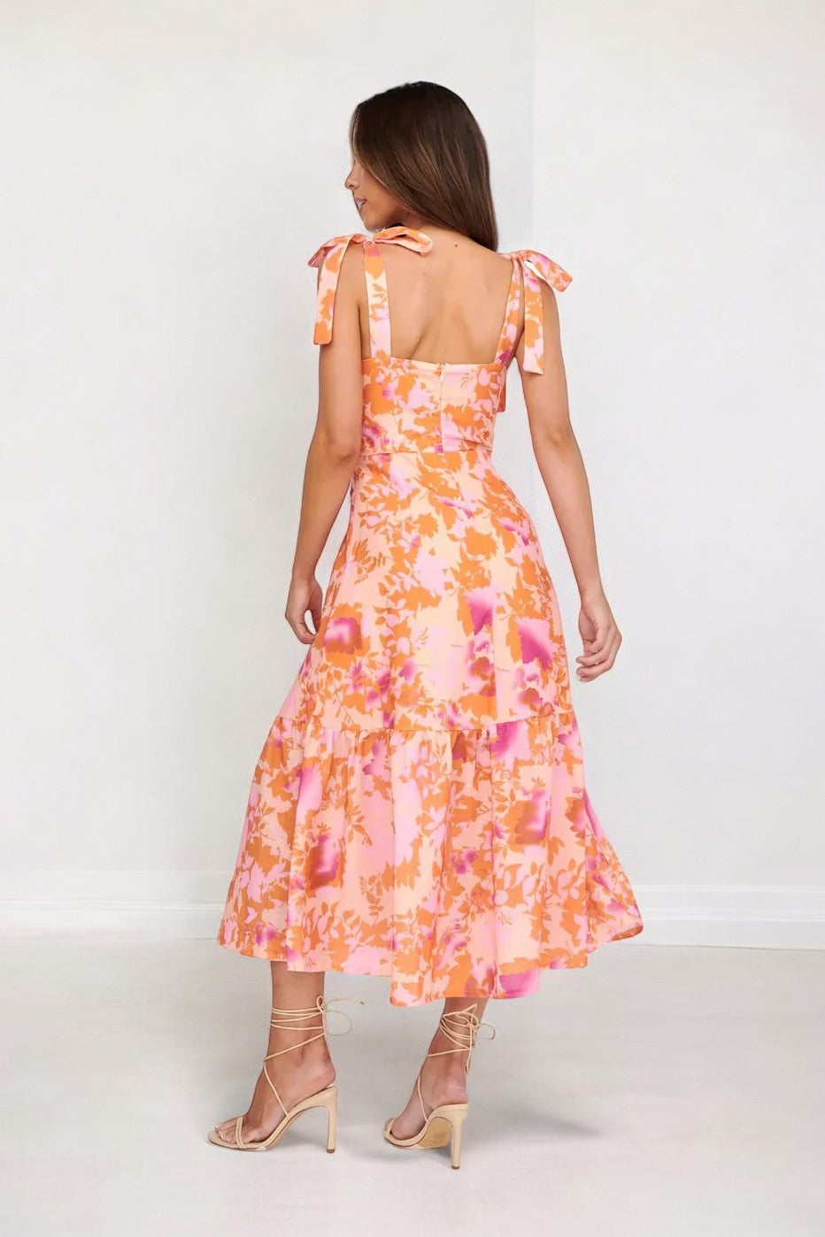 Size XS, Lori Midi Dress- Orange - FINAL SALE