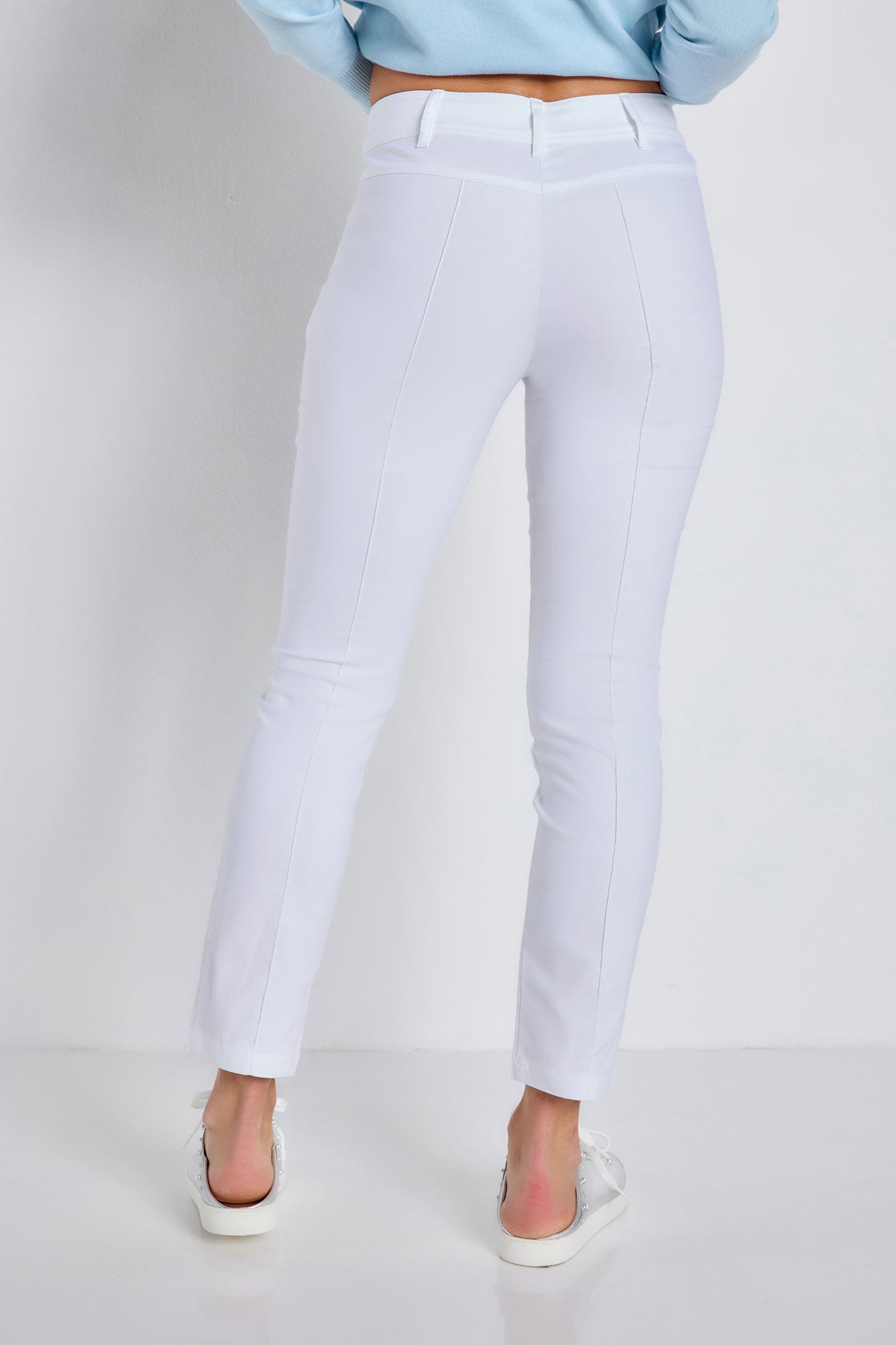 The Peggy Zippered Pant in White