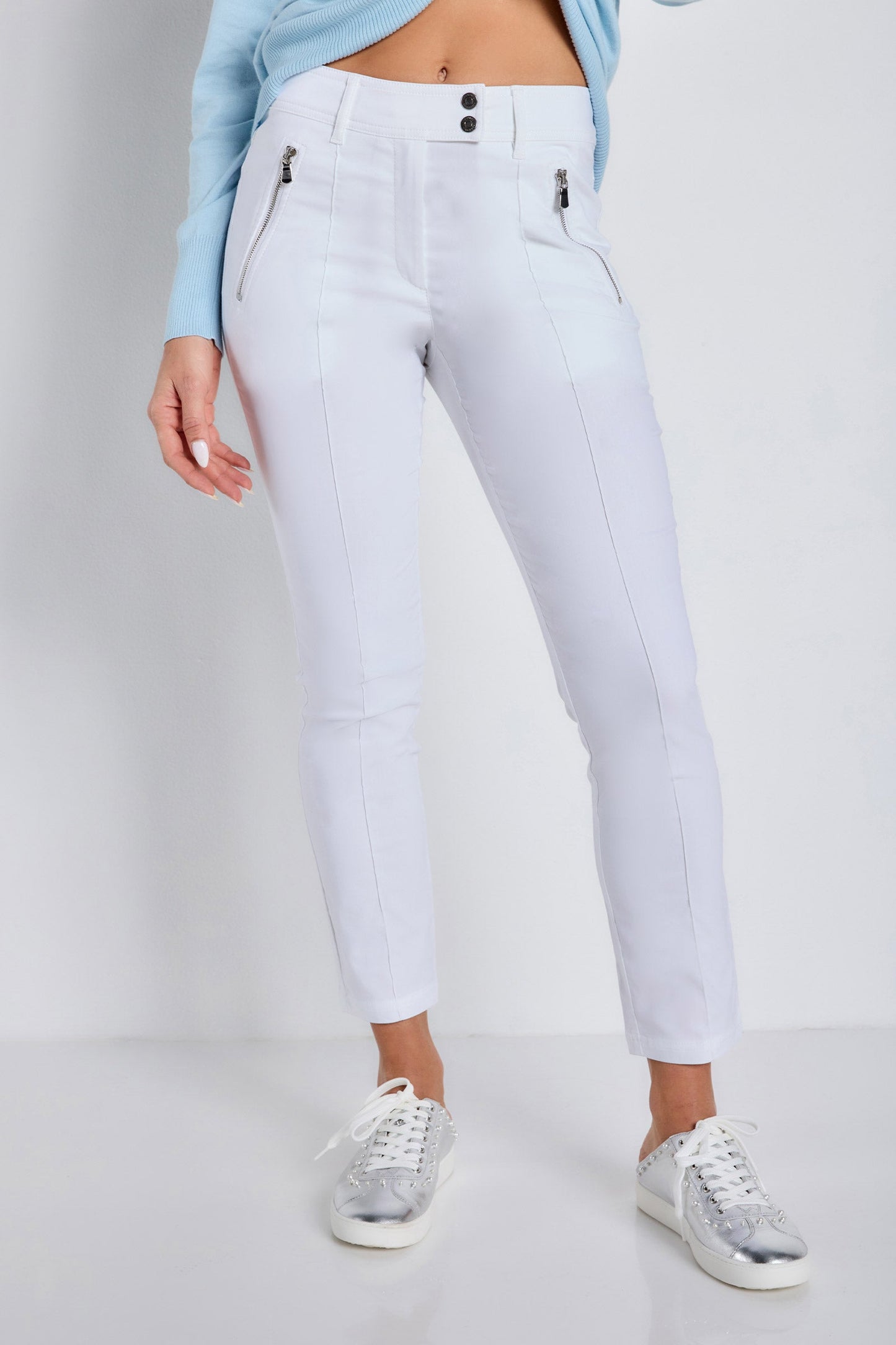The Peggy Zippered Pant in White
