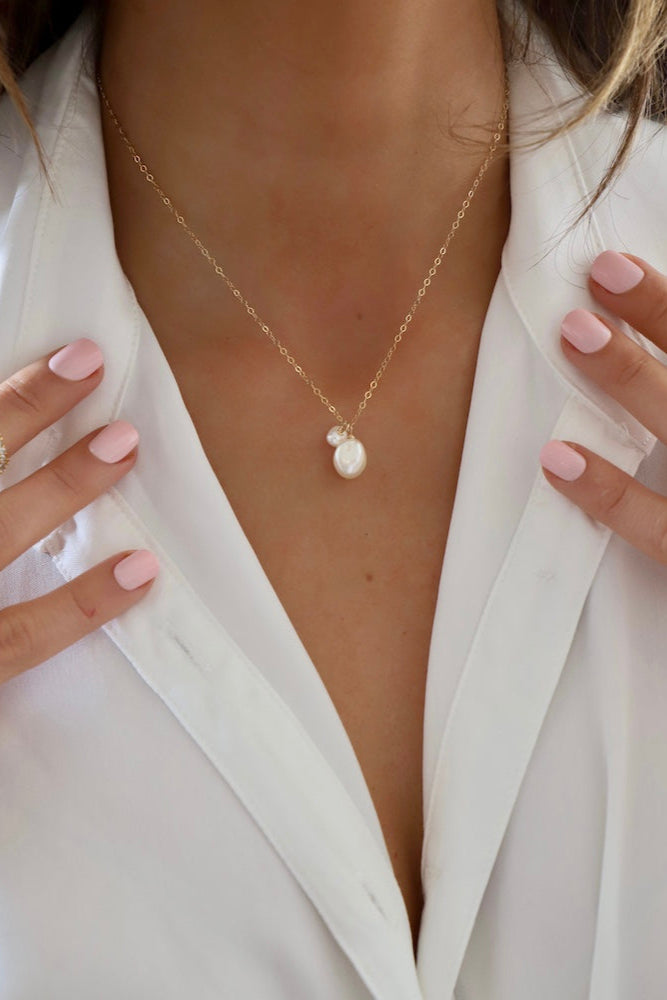COLLIER DOUBLE PERLE GOUTTE