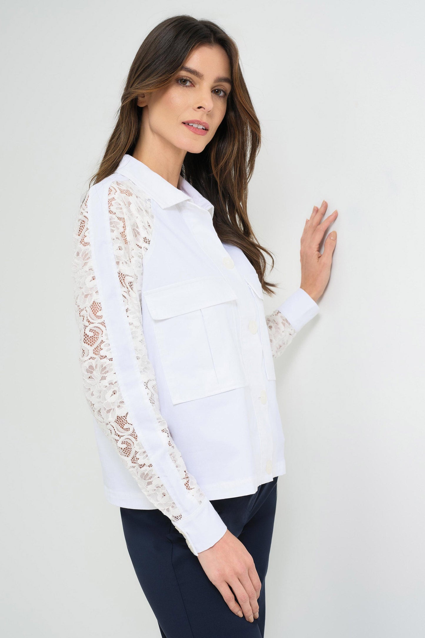 Sutton Lace Sleeve Trucker Jacket