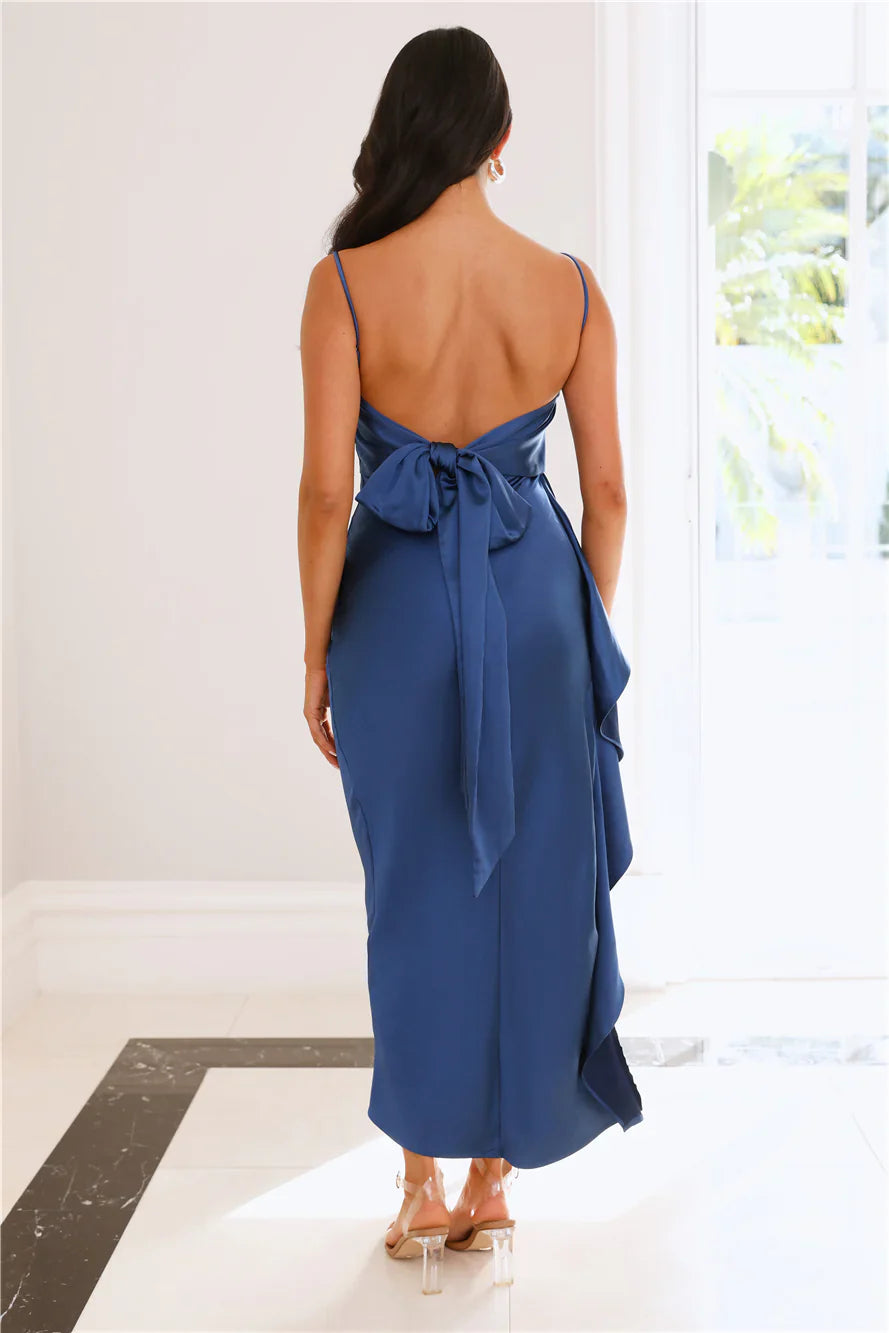 Tamera Satin Maxi Dress - Navy